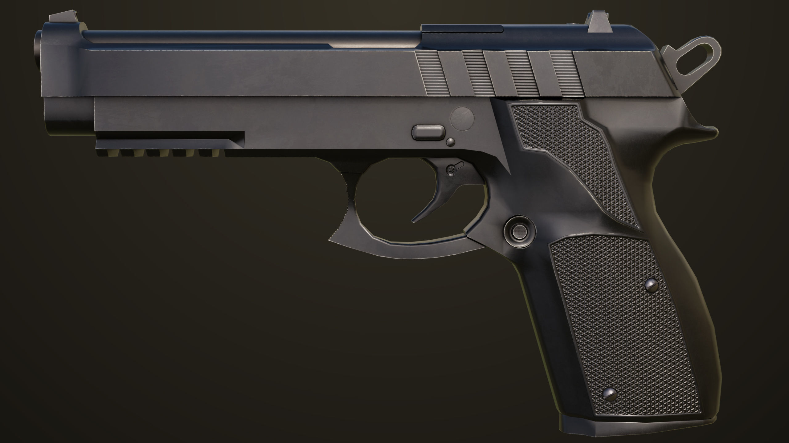 Pistol 01 Black Generic All PBR Unity UE Textures Included Low-poly 3D model_1