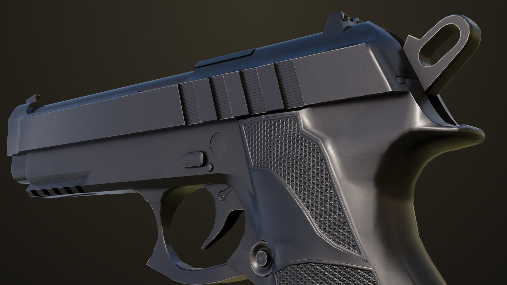 Pistol 01 Black Generic All PBR Unity UE Textures Included Low-poly 3D model_14