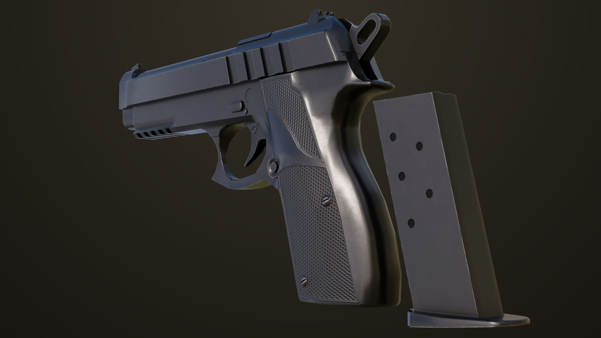 Pistol 01 Black Generic All PBR Unity UE Textures Included Low-poly 3D model_18