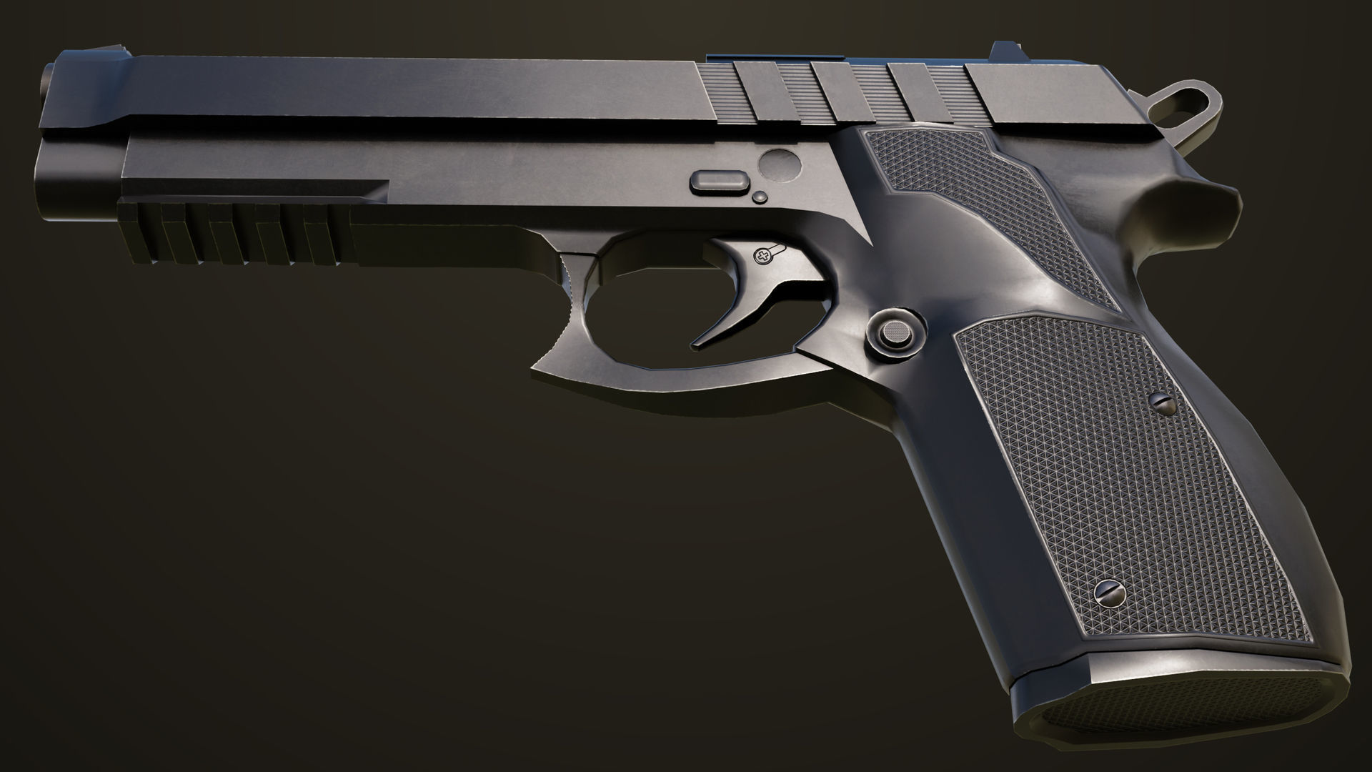 Pistol 01 Black Generic All PBR Unity UE Textures Included Low-poly 3D model_10