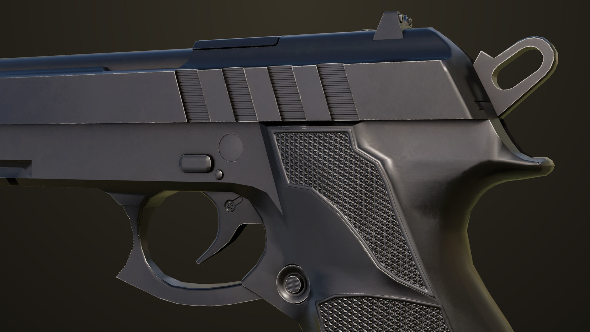 Pistol 01 Black Generic All PBR Unity UE Textures Included Low-poly 3D model_12
