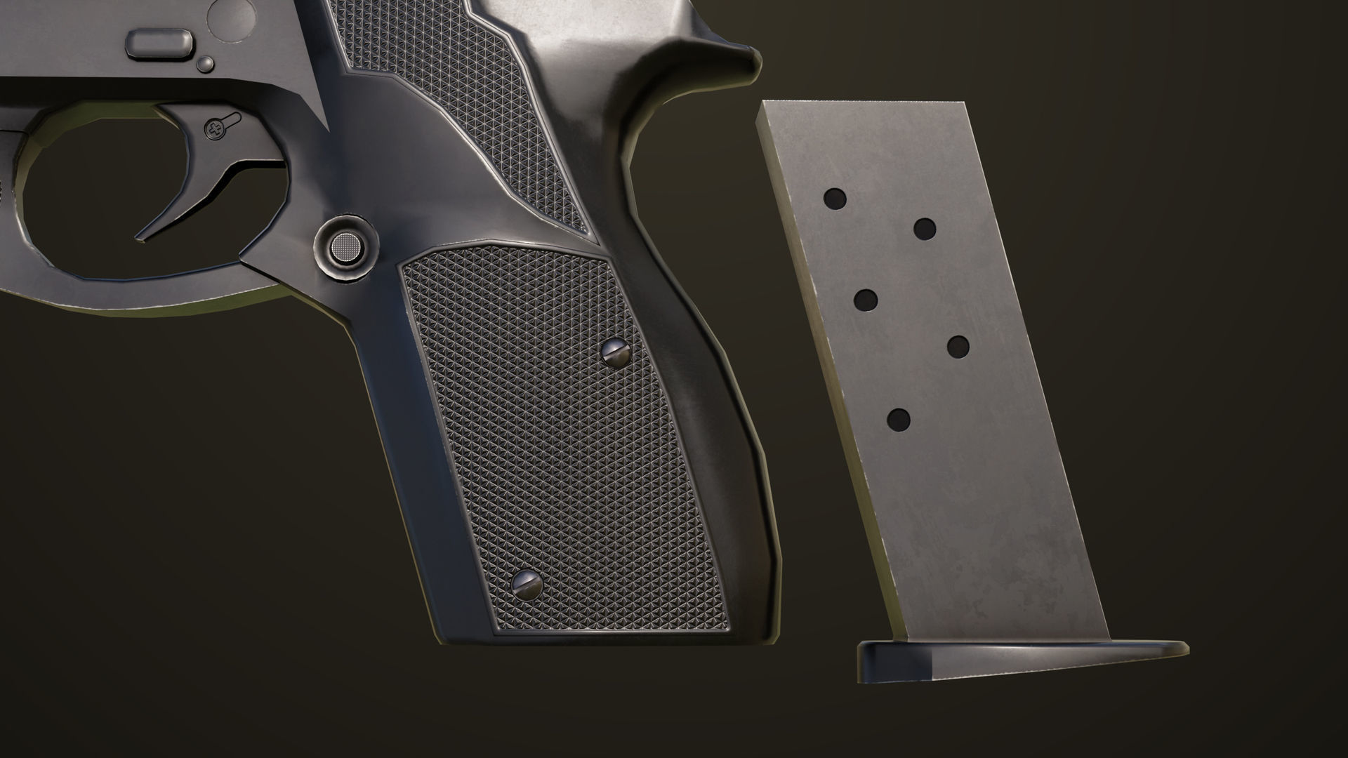 Pistol 01 Black Generic All PBR Unity UE Textures Included Low-poly 3D model_17