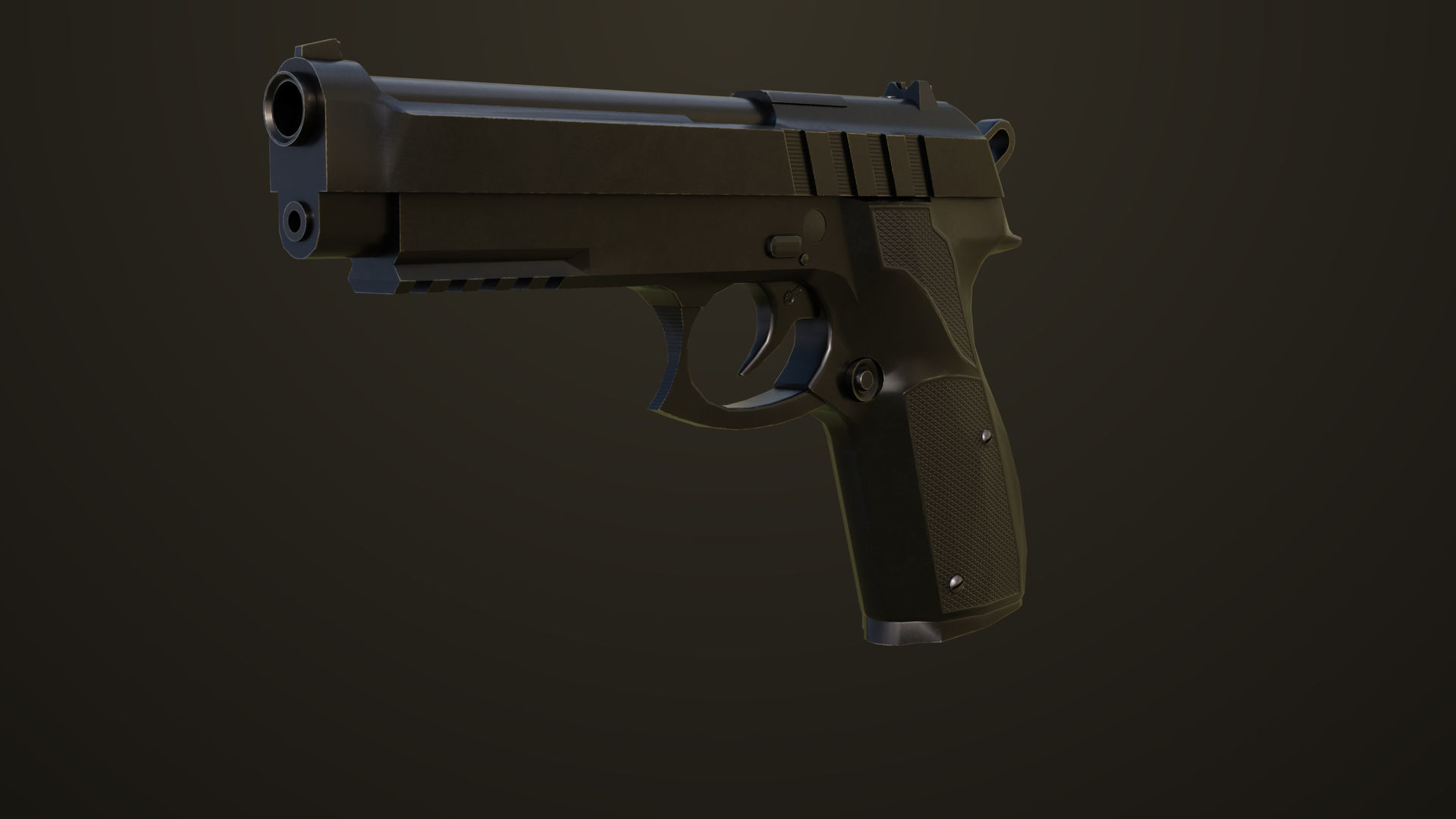 Pistol 01 Black Generic All PBR Unity UE Textures Included Low-poly 3D model_5