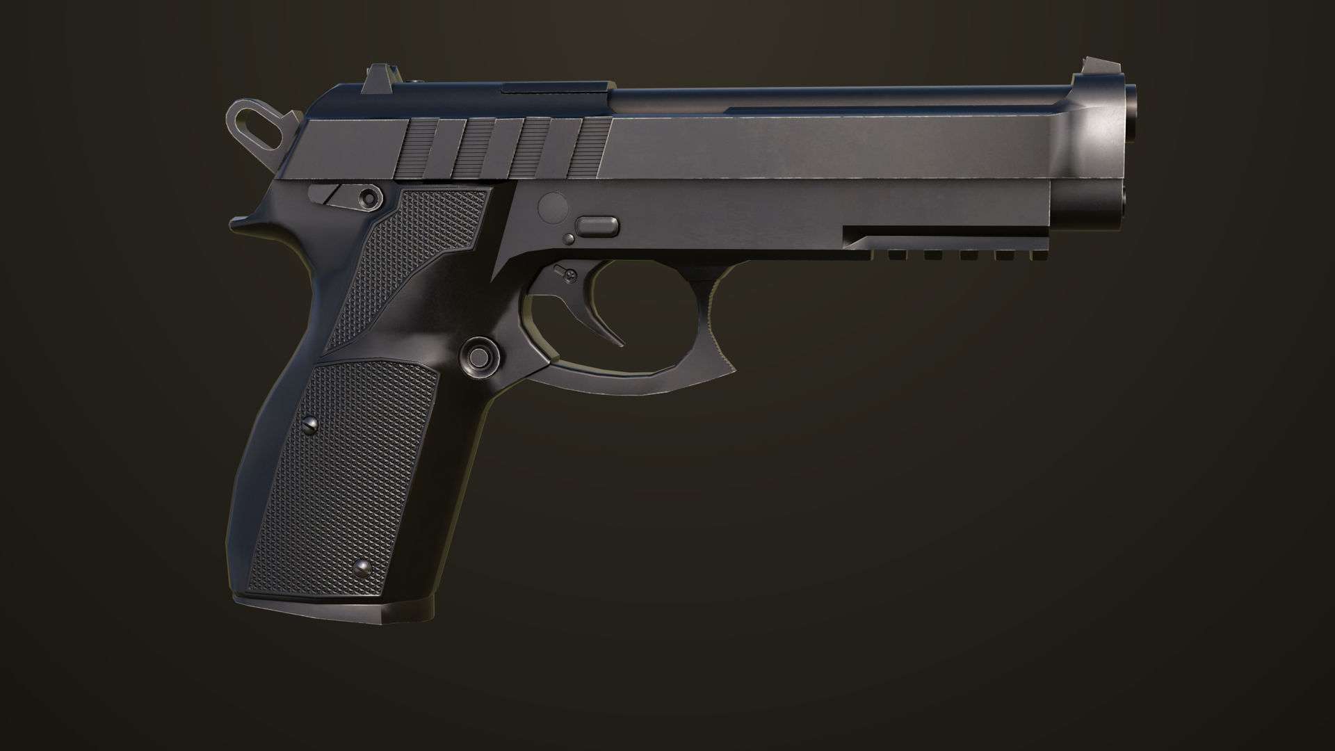 Pistol 01 Black Generic All PBR Unity UE Textures Included Low-poly 3D model_4