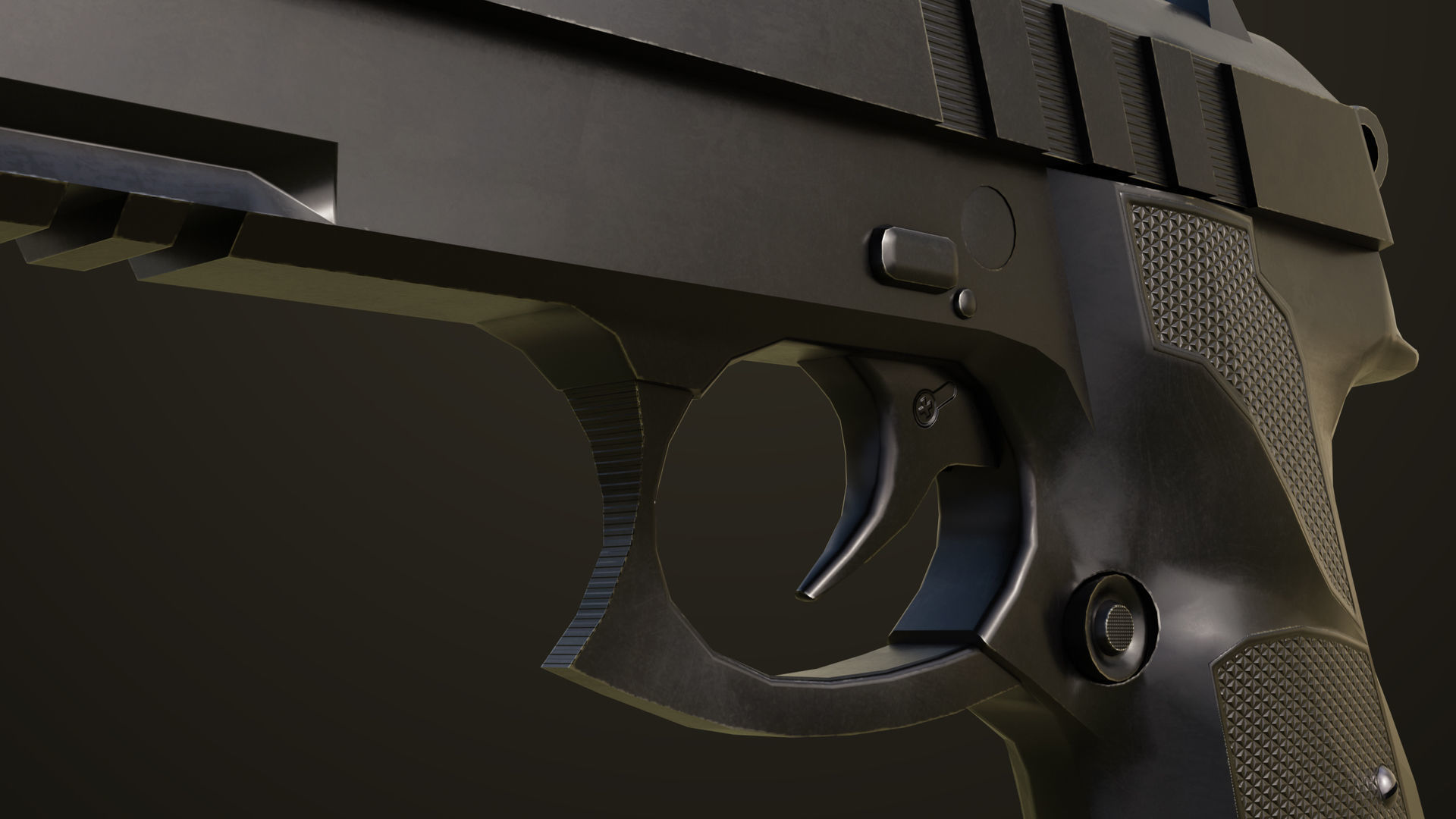 Pistol 01 Black Generic All PBR Unity UE Textures Included Low-poly 3D model_11