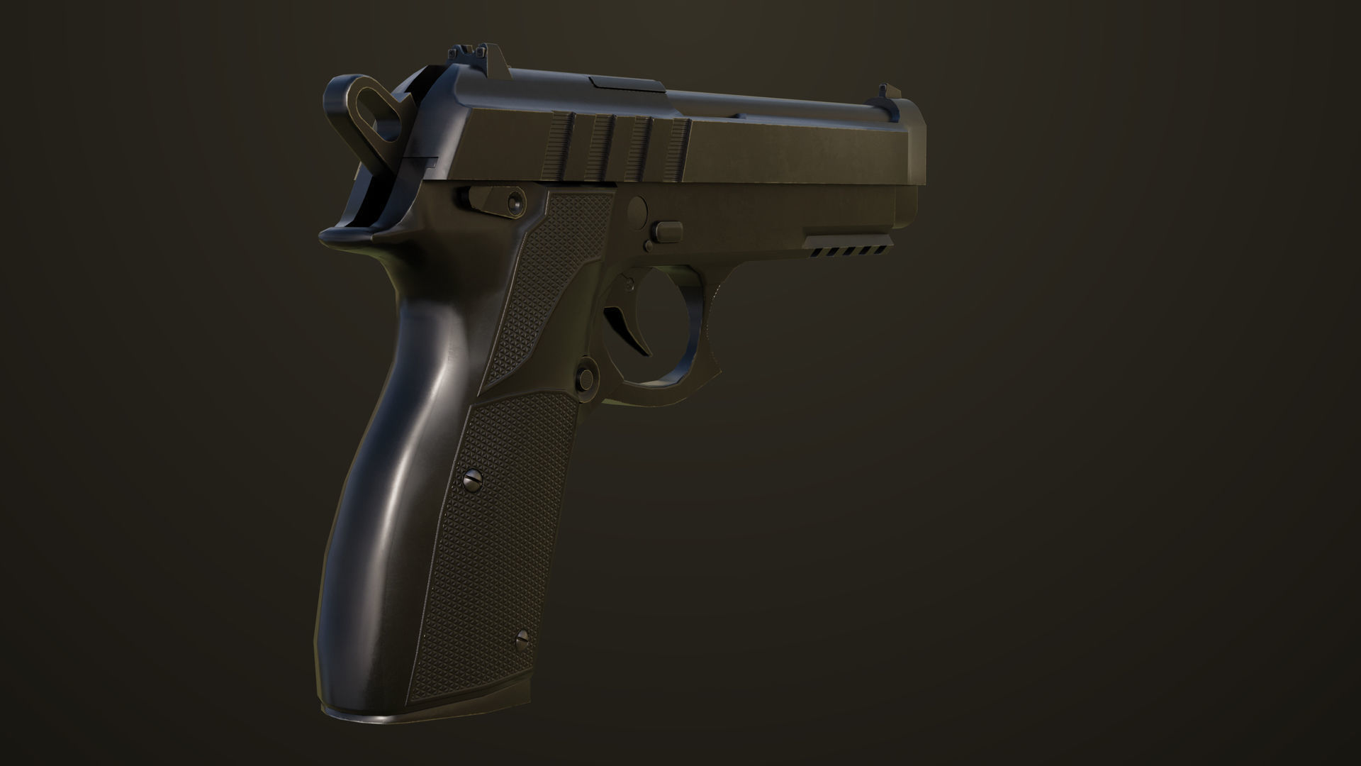 Pistol 01 Black Generic All PBR Unity UE Textures Included Low-poly 3D model_8