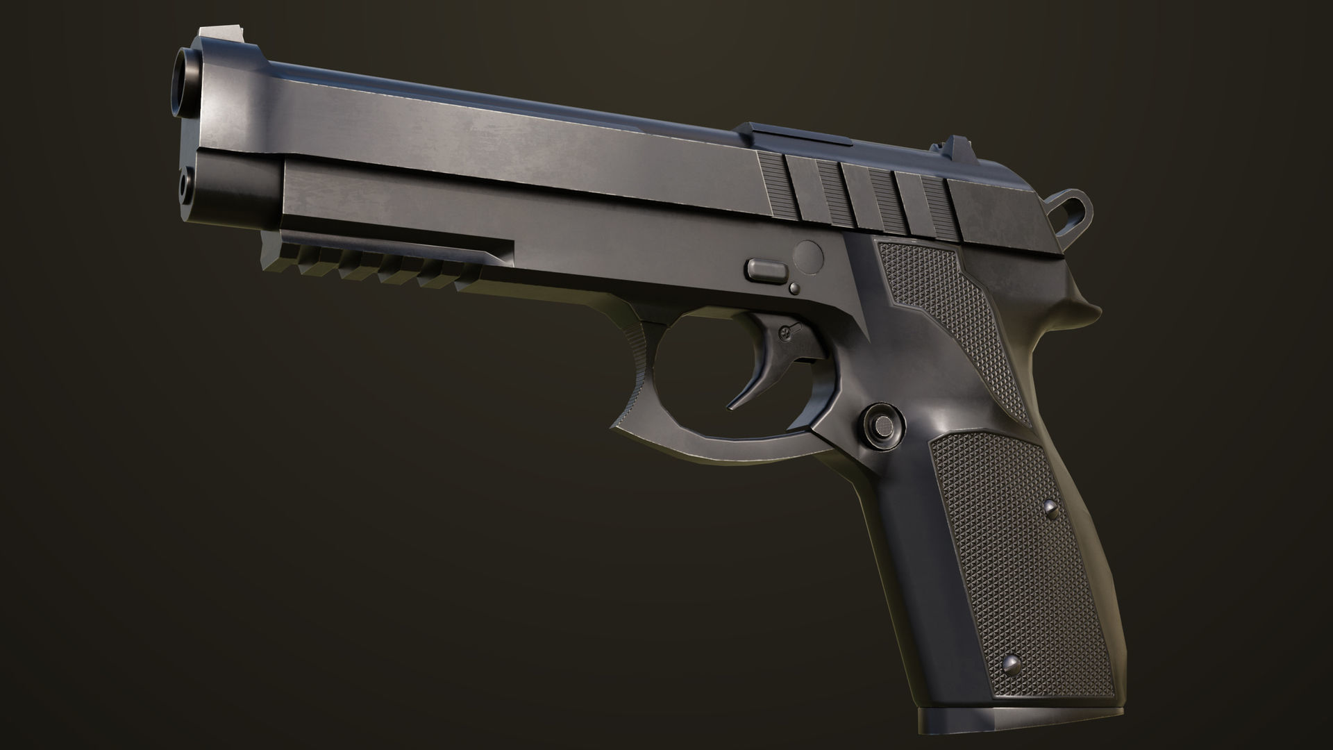Pistol 01 Black Generic All PBR Unity UE Textures Included Low-poly 3D model_3