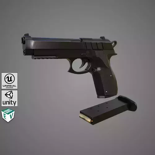 Pistol 01 Black Generic All PBR Unity UE Textures Included Low-poly 3D model