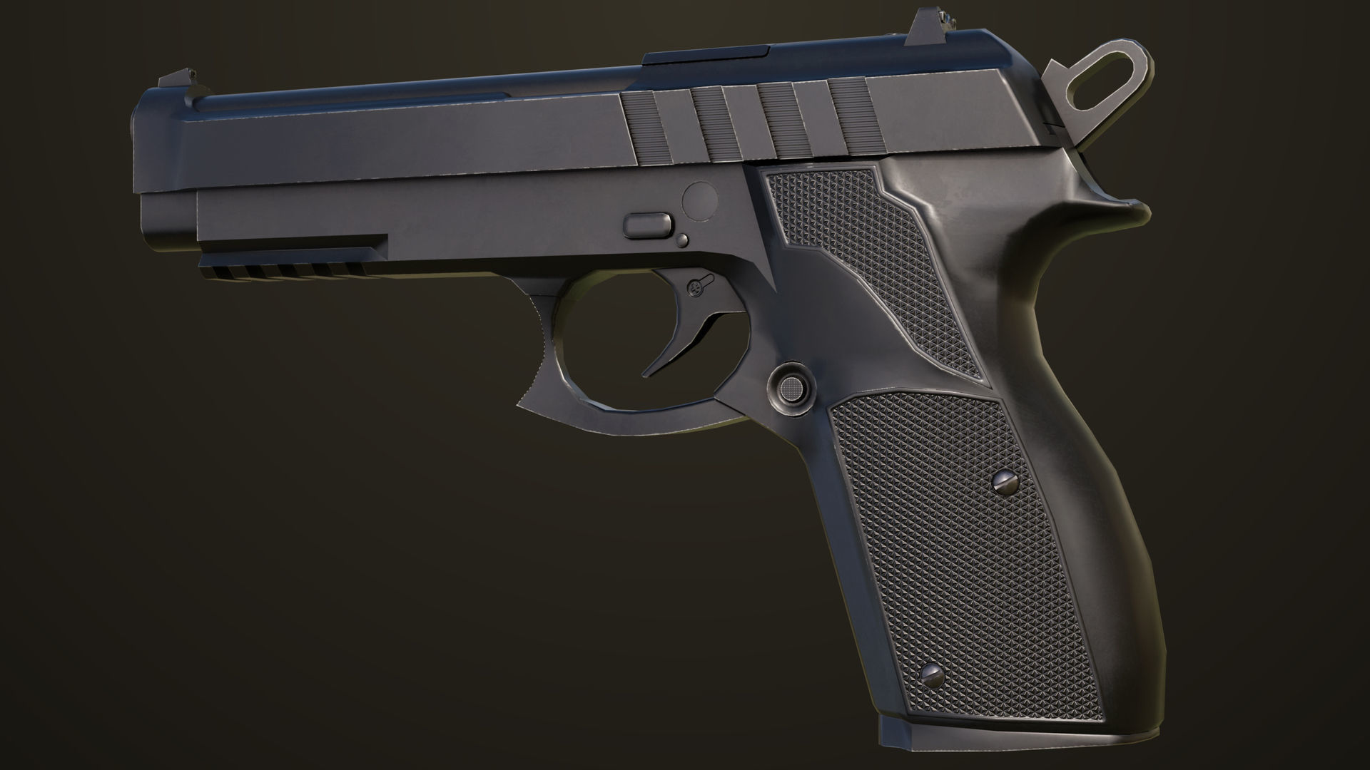 Pistol 01 Black Generic All PBR Unity UE Textures Included Low-poly 3D model_2