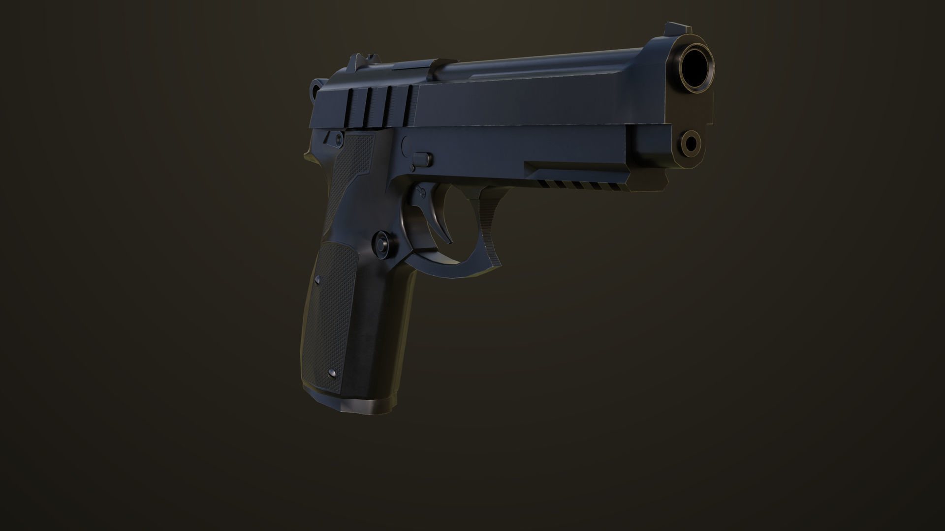 Pistol 01 Black Generic All PBR Unity UE Textures Included Low-poly 3D model_7