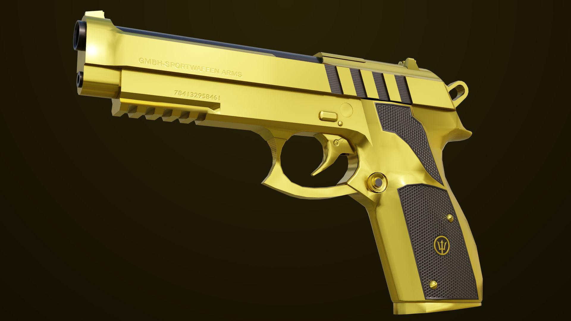 3D model Golden Pistol 01 Generic All PBR Unity UE Textures Included VR ...