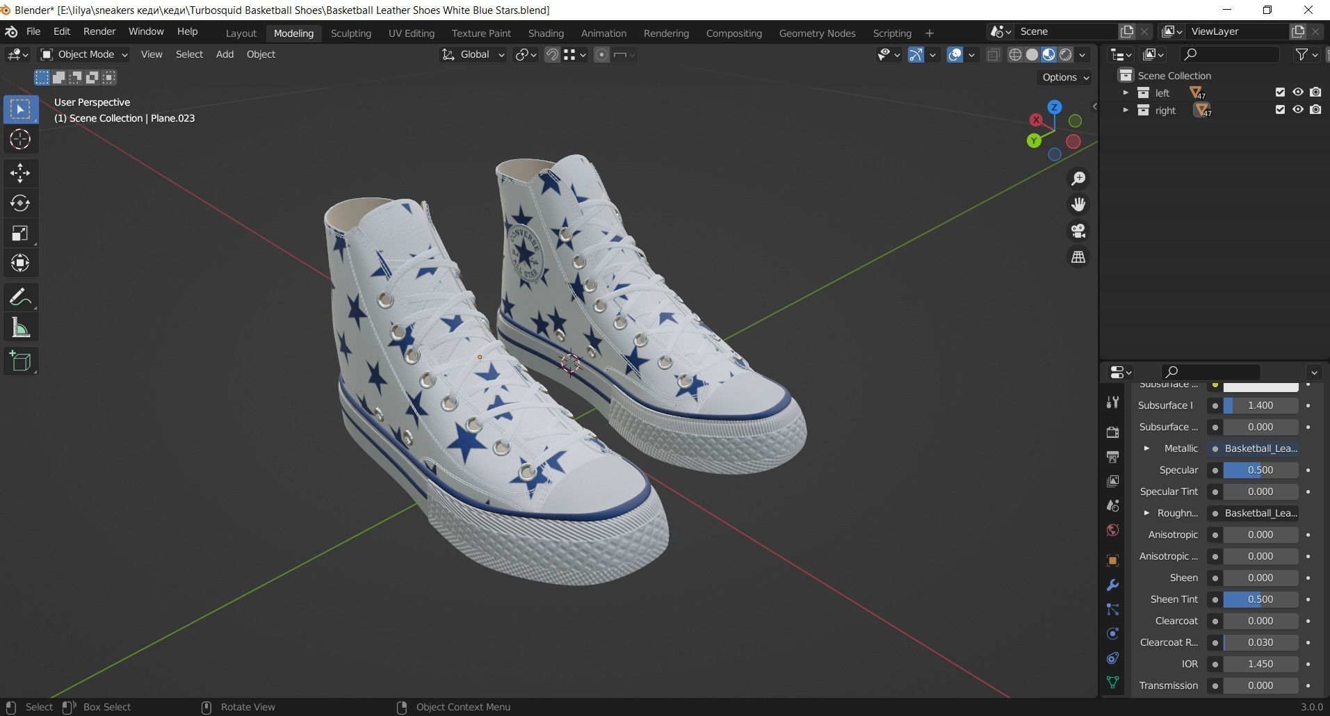 Basketball Leather Shoes Converse All Star White Blue Stars 3D model_13