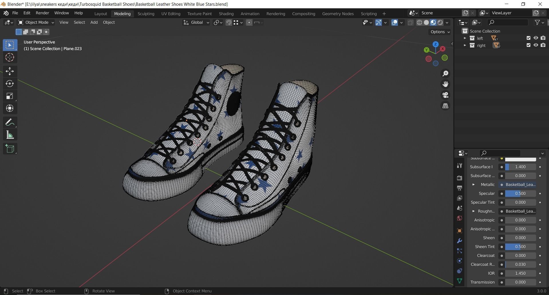 Basketball Leather Shoes Converse All Star White Blue Stars 3D model_14