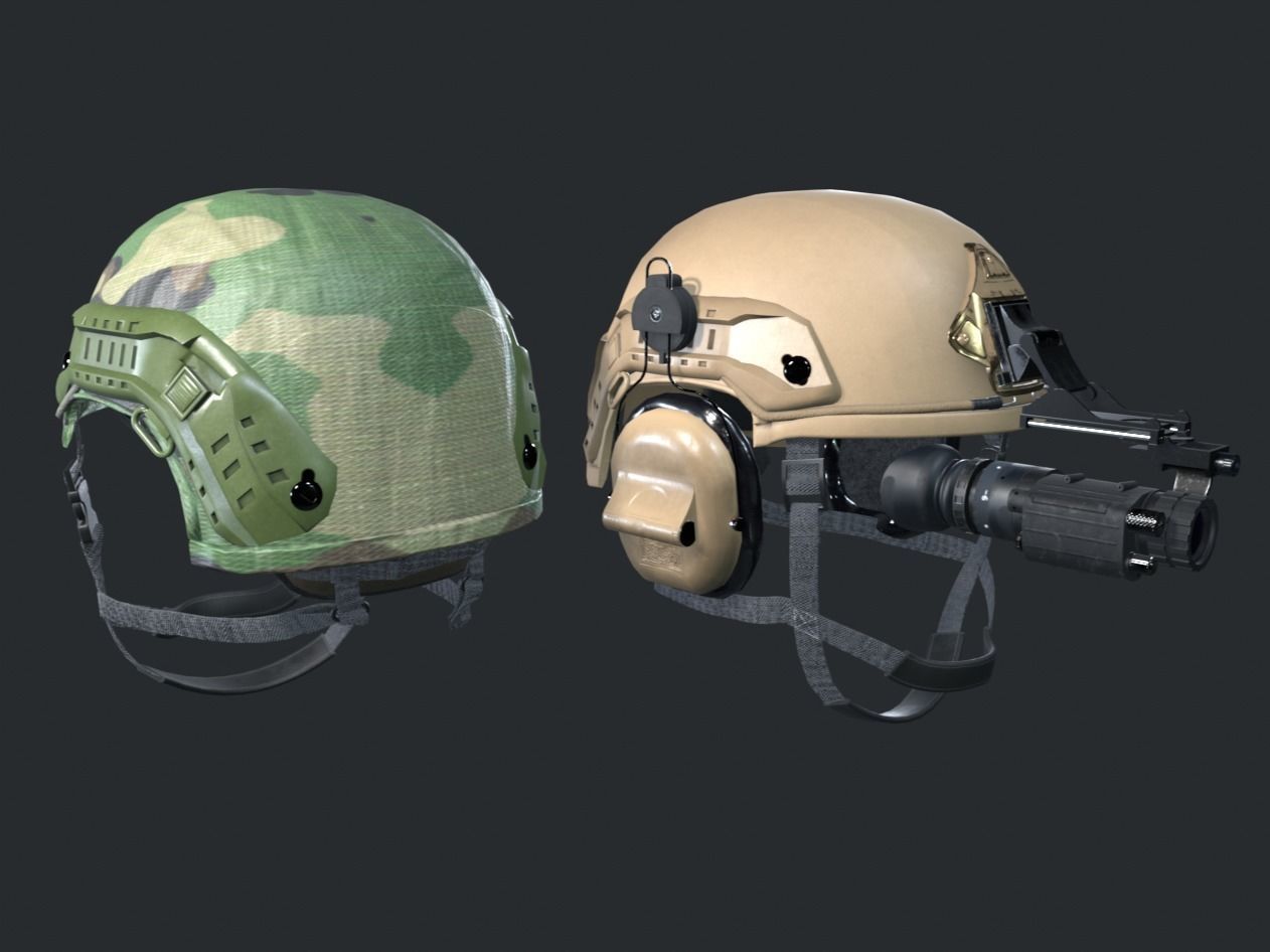 Military helmet game ready 3D model Low-poly 3D model_2