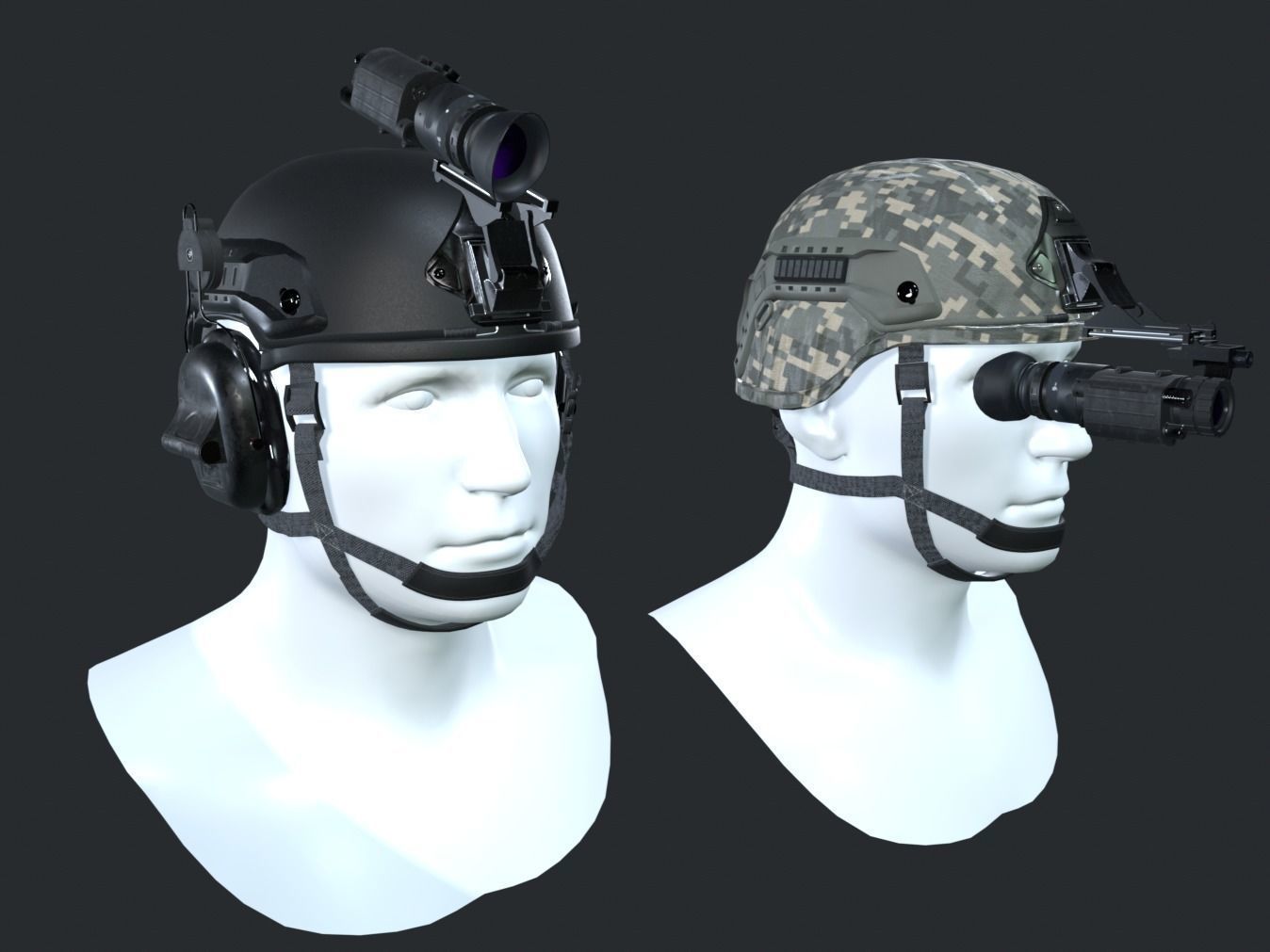 Military helmet game ready 3D model Low-poly 3D model_4