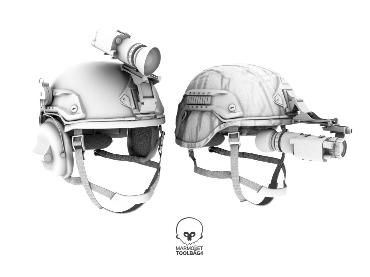 Military helmet game ready 3D model Low-poly 3D model_11