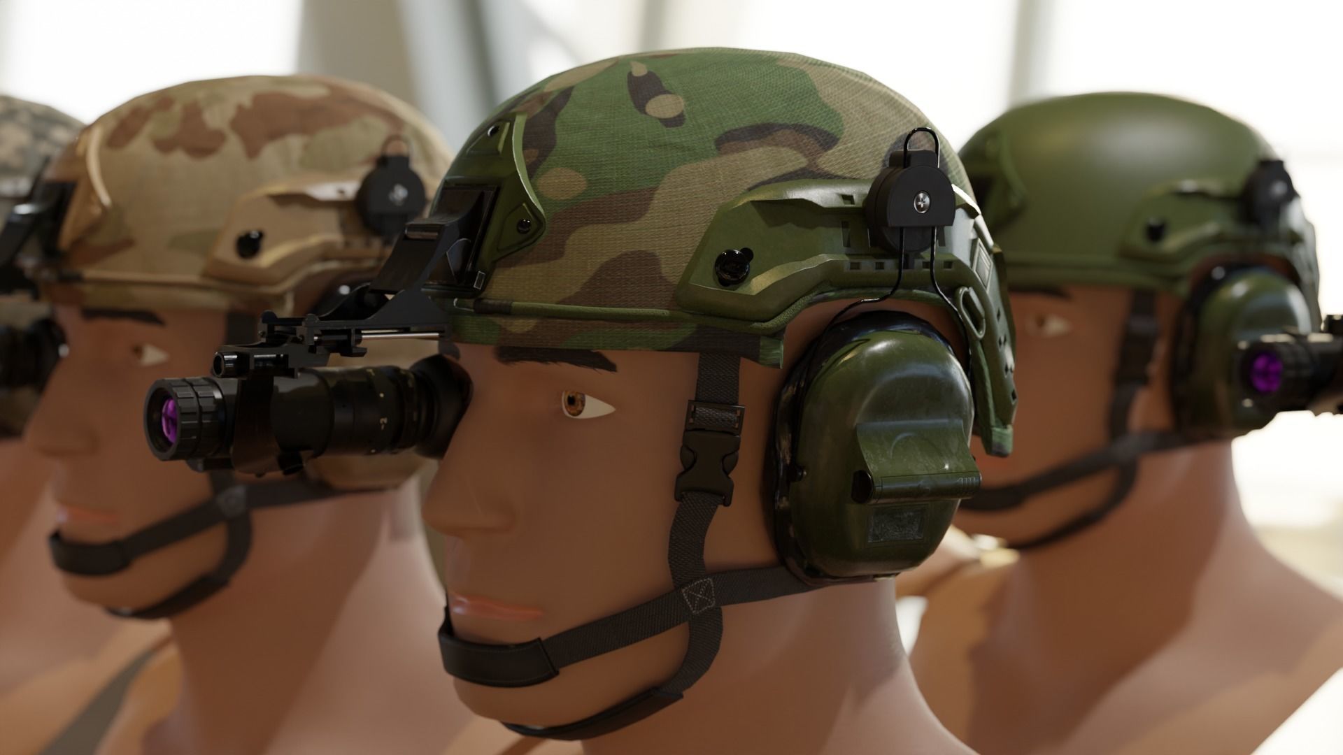 Military helmet game ready 3D model Low-poly 3D model_5