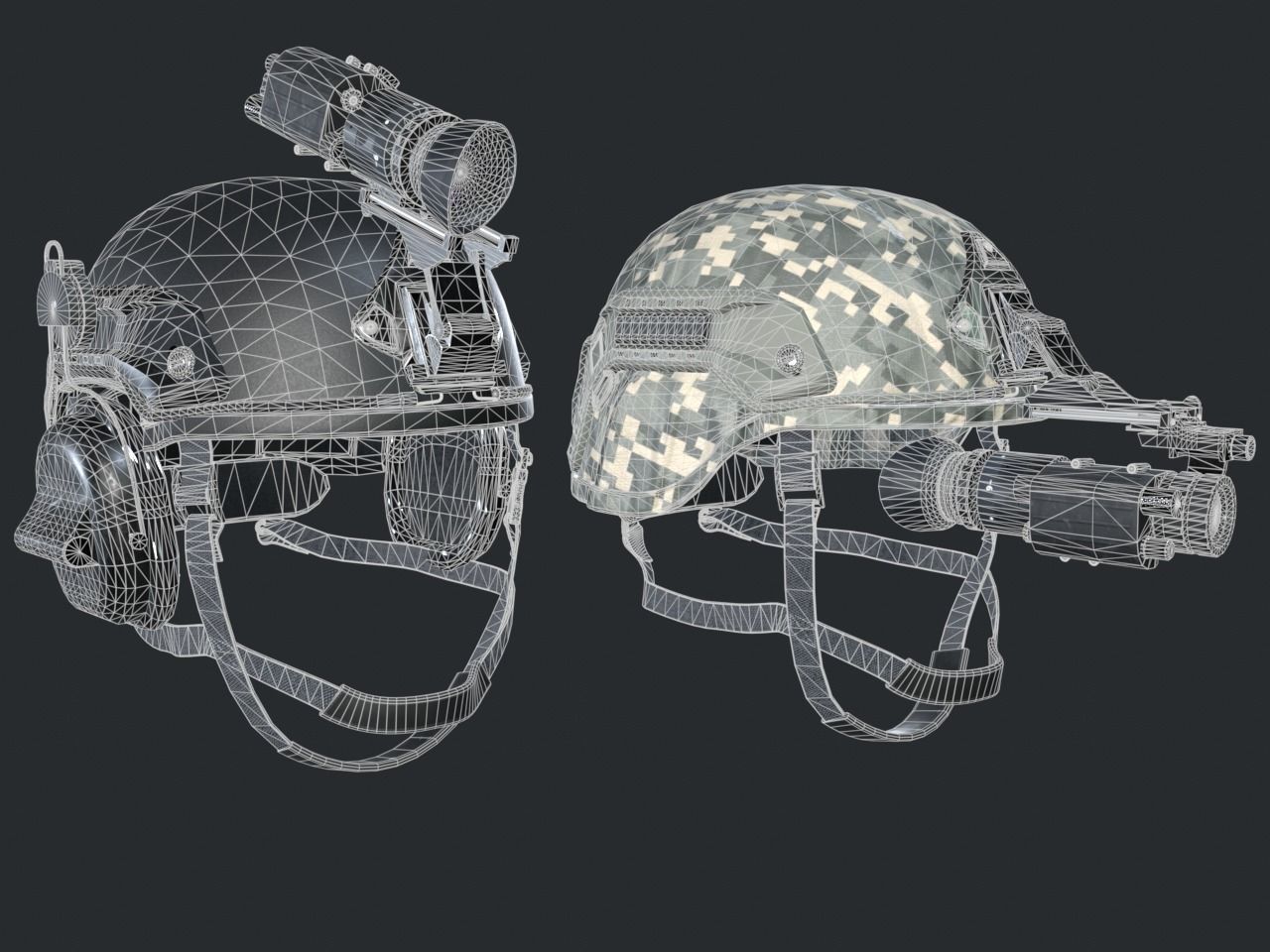 Military helmet game ready 3D model Low-poly 3D model_12