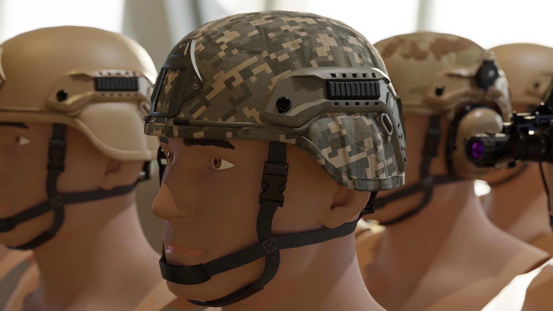 Military helmet game ready 3D model Low-poly 3D model_7