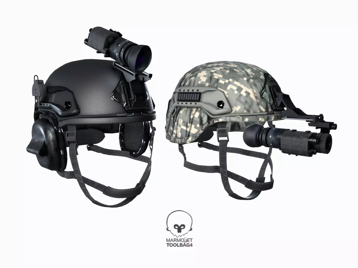 Military helmet game ready 3D model Low-poly 3D model_0