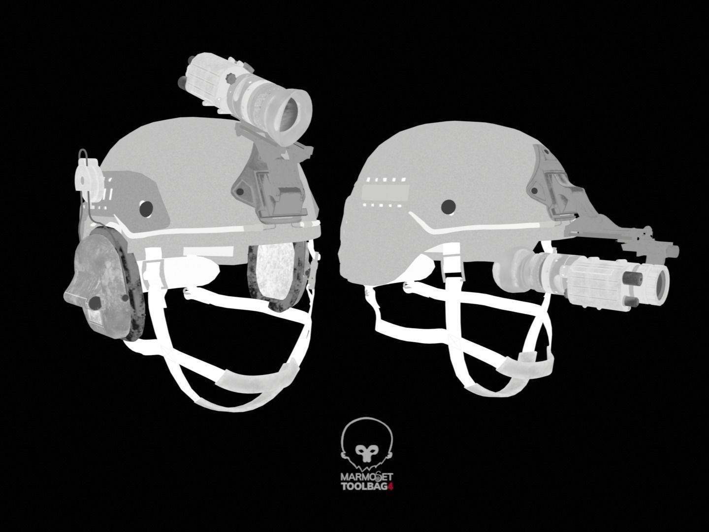 Military helmet game ready 3D model Low-poly 3D model_16