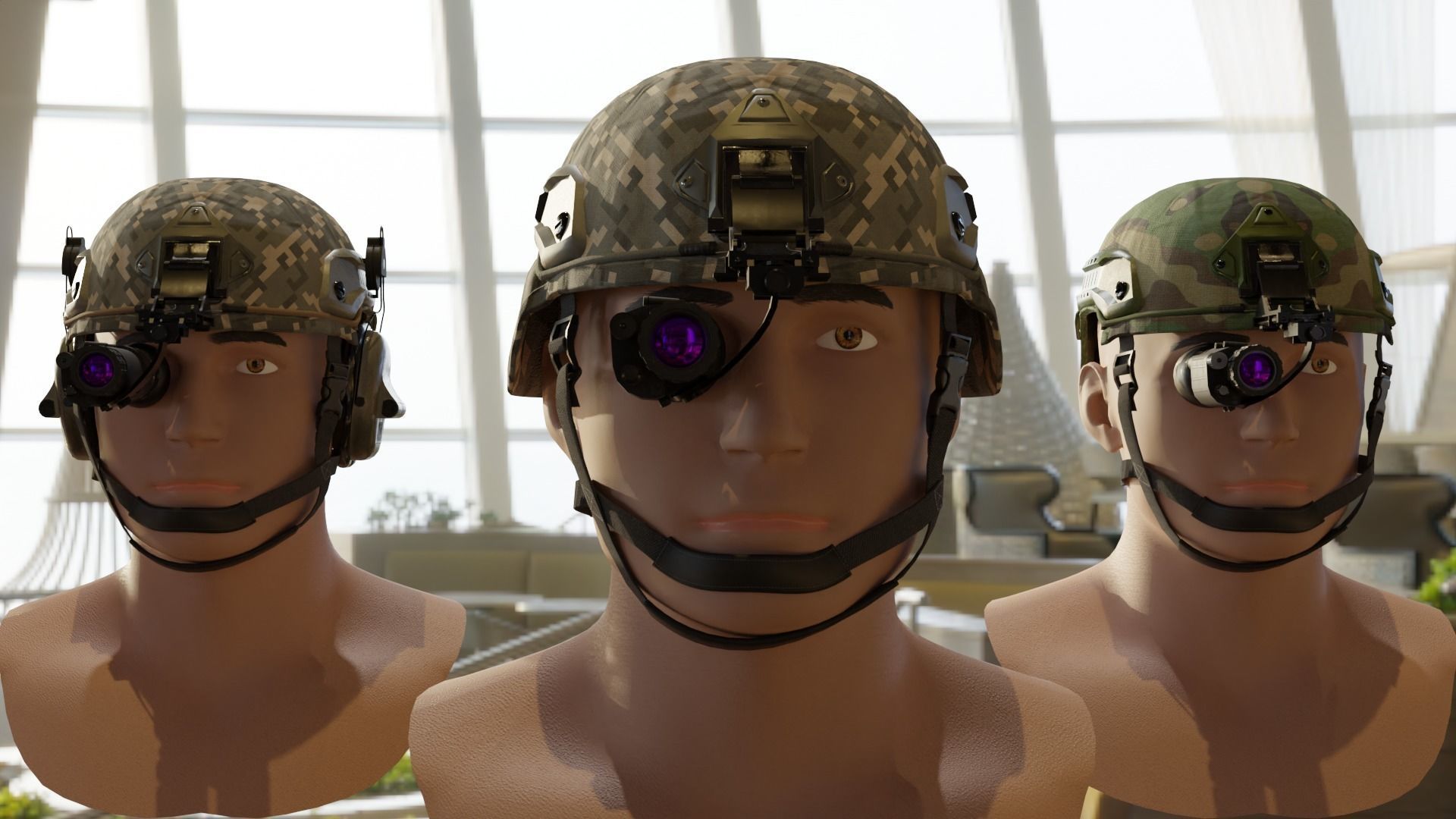 Military helmet game ready 3D model Low-poly 3D model_9