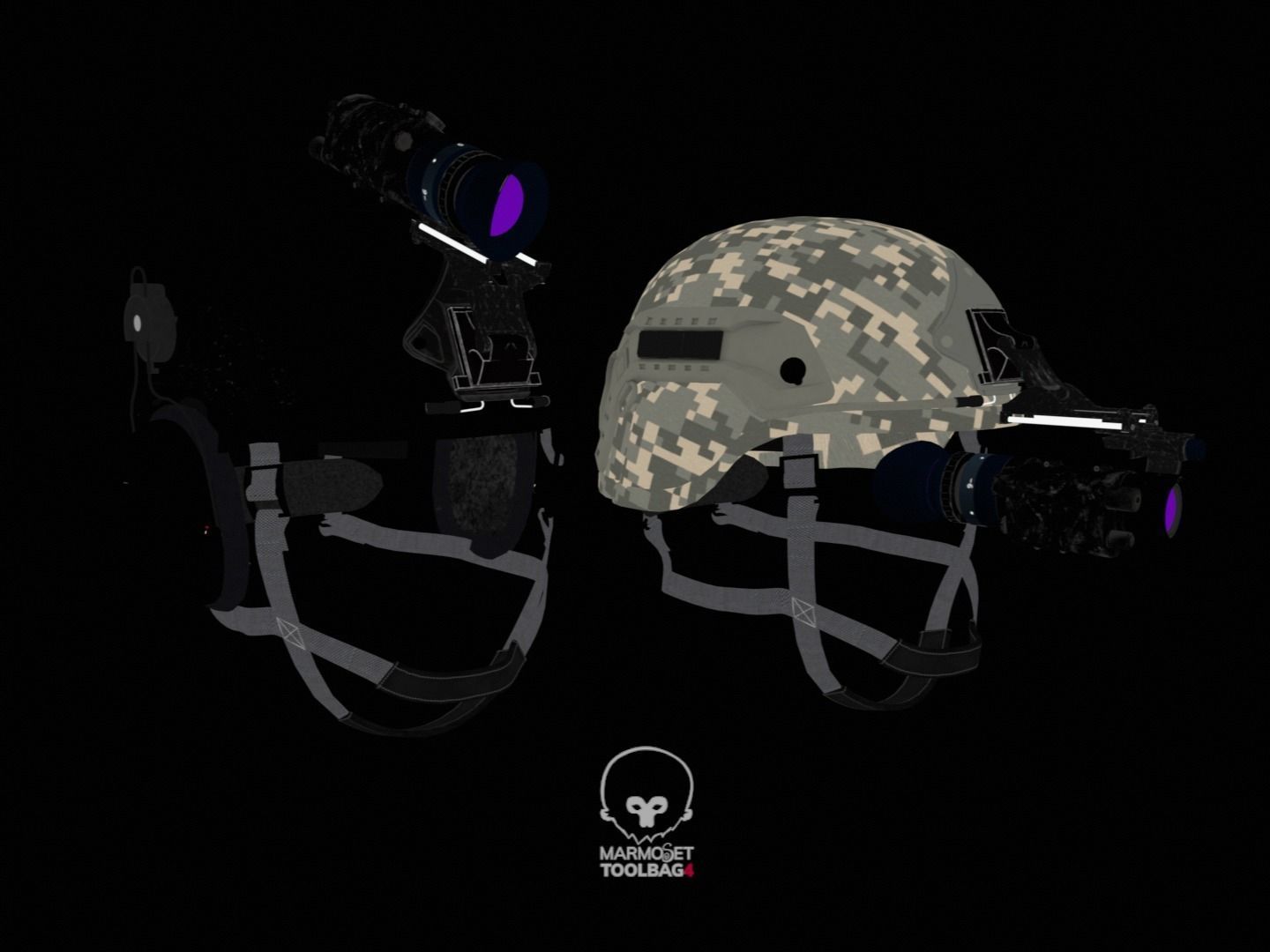 Military helmet game ready 3D model Low-poly 3D model_19