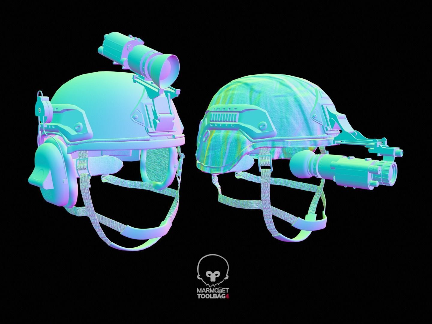 Military helmet game ready 3D model Low-poly 3D model_15