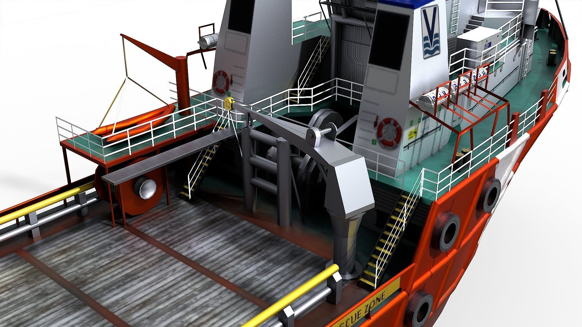 AHTS VOS Hunter 1979 Anchor handling tug supply Low-poly 3D model_8