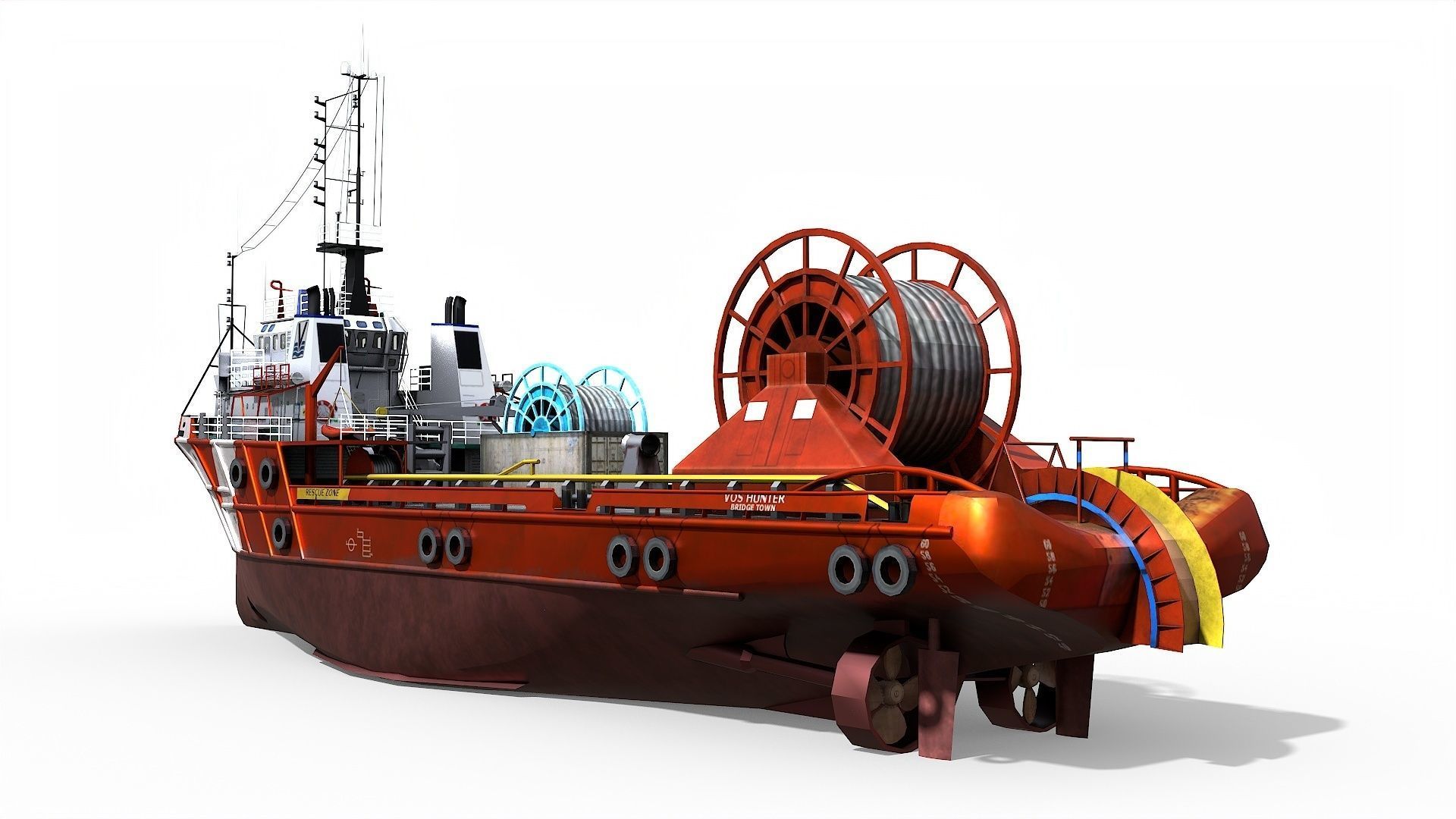 AHTS VOS Hunter 1979 Anchor handling tug supply Low-poly 3D model_2