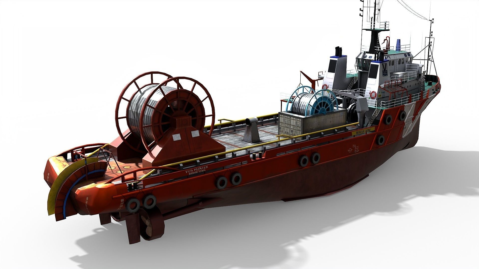 AHTS VOS Hunter 1979 Anchor handling tug supply Low-poly 3D model_6