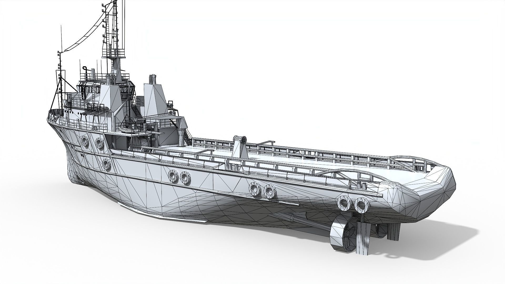 AHTS VOS Hunter 1979 Anchor handling tug supply Low-poly 3D model_15