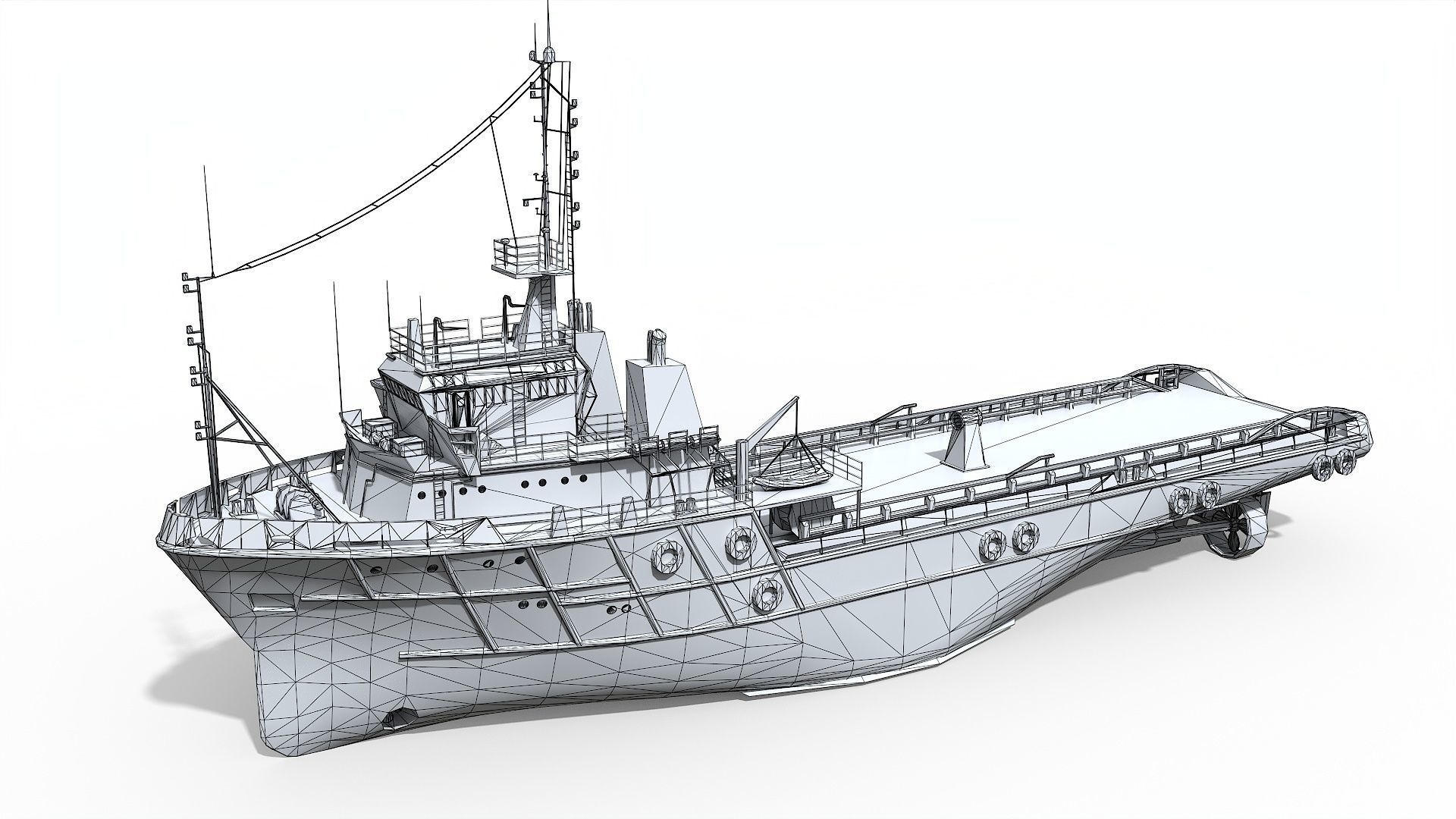 AHTS VOS Hunter 1979 Anchor handling tug supply Low-poly 3D model_14