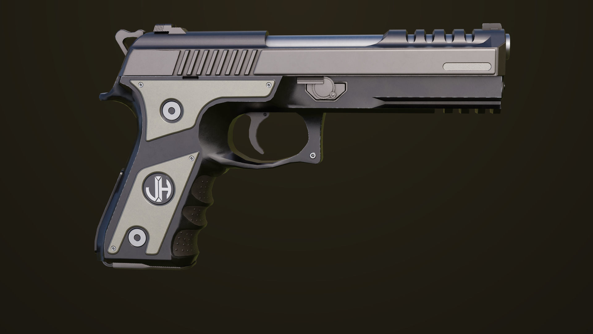 Pistol 02 Generic All PBR Unity UE Textures Included Low-poly 3D model_6