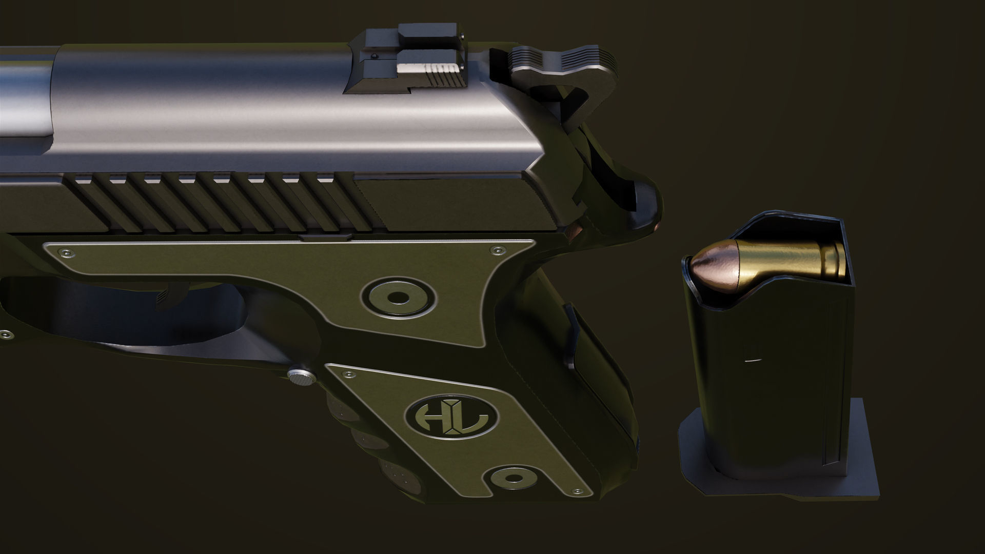 Pistol 02 Generic All PBR Unity UE Textures Included Low-poly 3D model_19