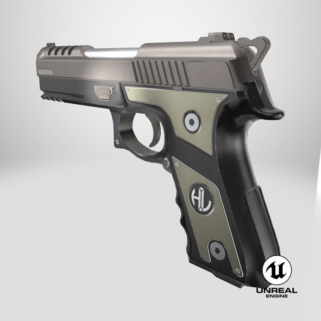 Pistol 02 Generic All PBR Unity UE Textures Included Low-poly 3D model_4