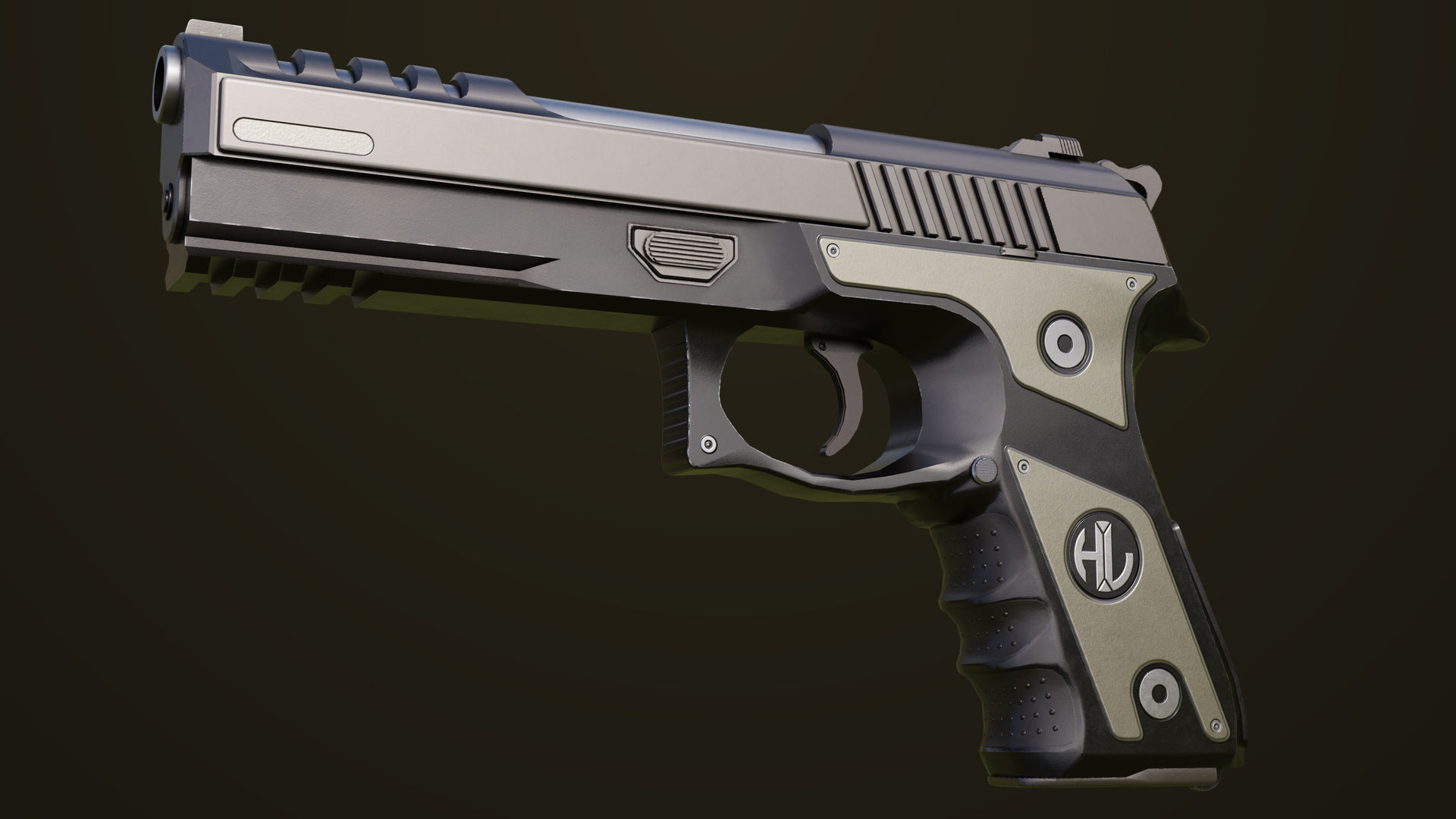 Pistol 02 Generic All PBR Unity UE Textures Included Low-poly 3D model_5