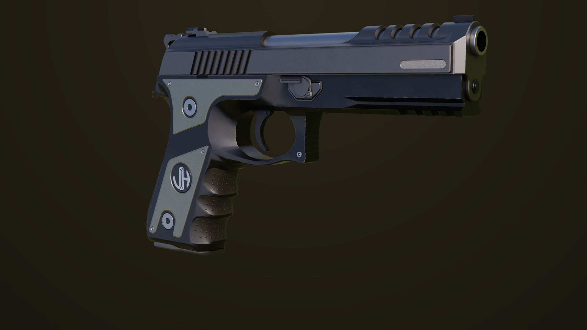 Pistol 02 Generic All PBR Unity UE Textures Included Low-poly 3D model_9