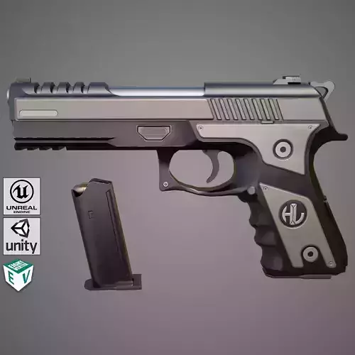 Pistol 02 Generic All PBR Unity UE Textures Included Low-poly 3D model