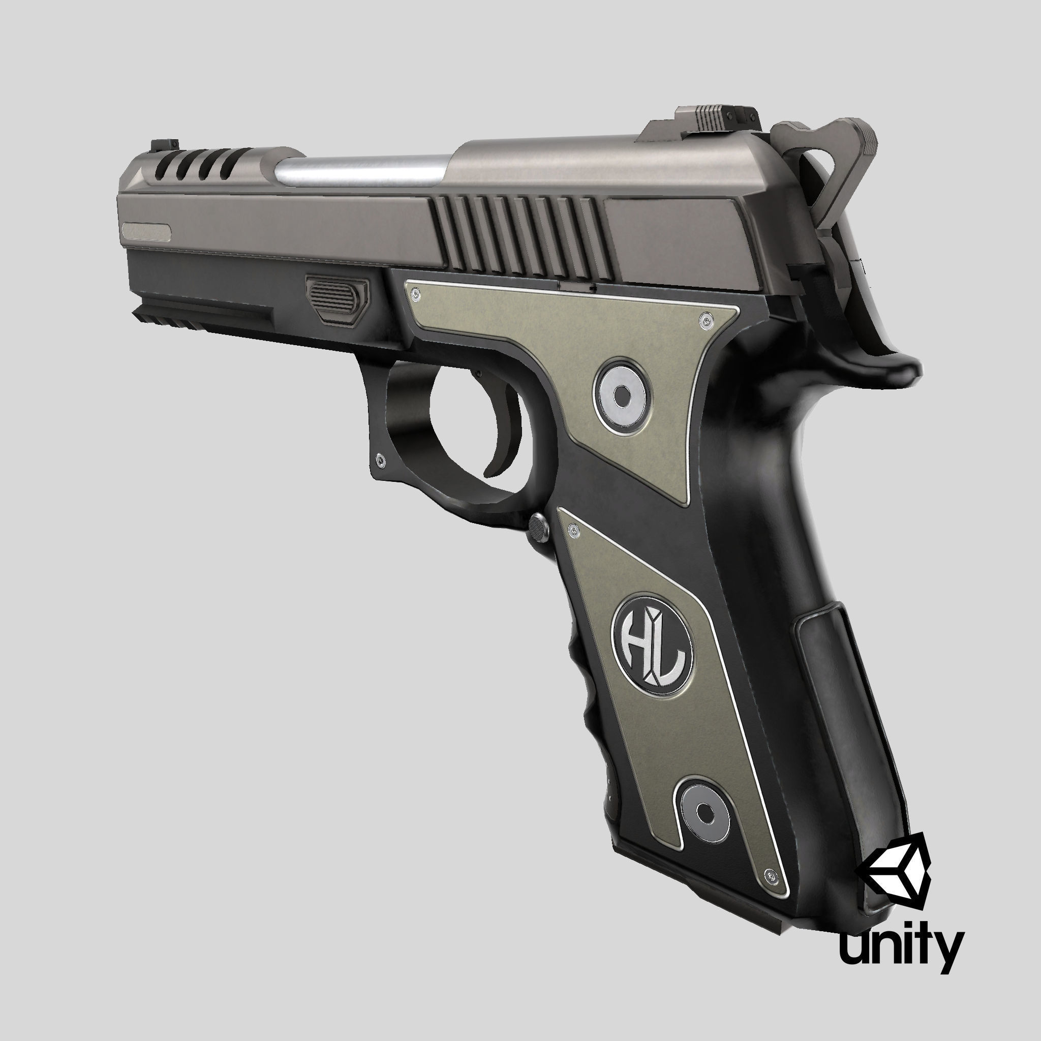 Pistol 02 Generic All PBR Unity UE Textures Included Low-poly 3D model_3