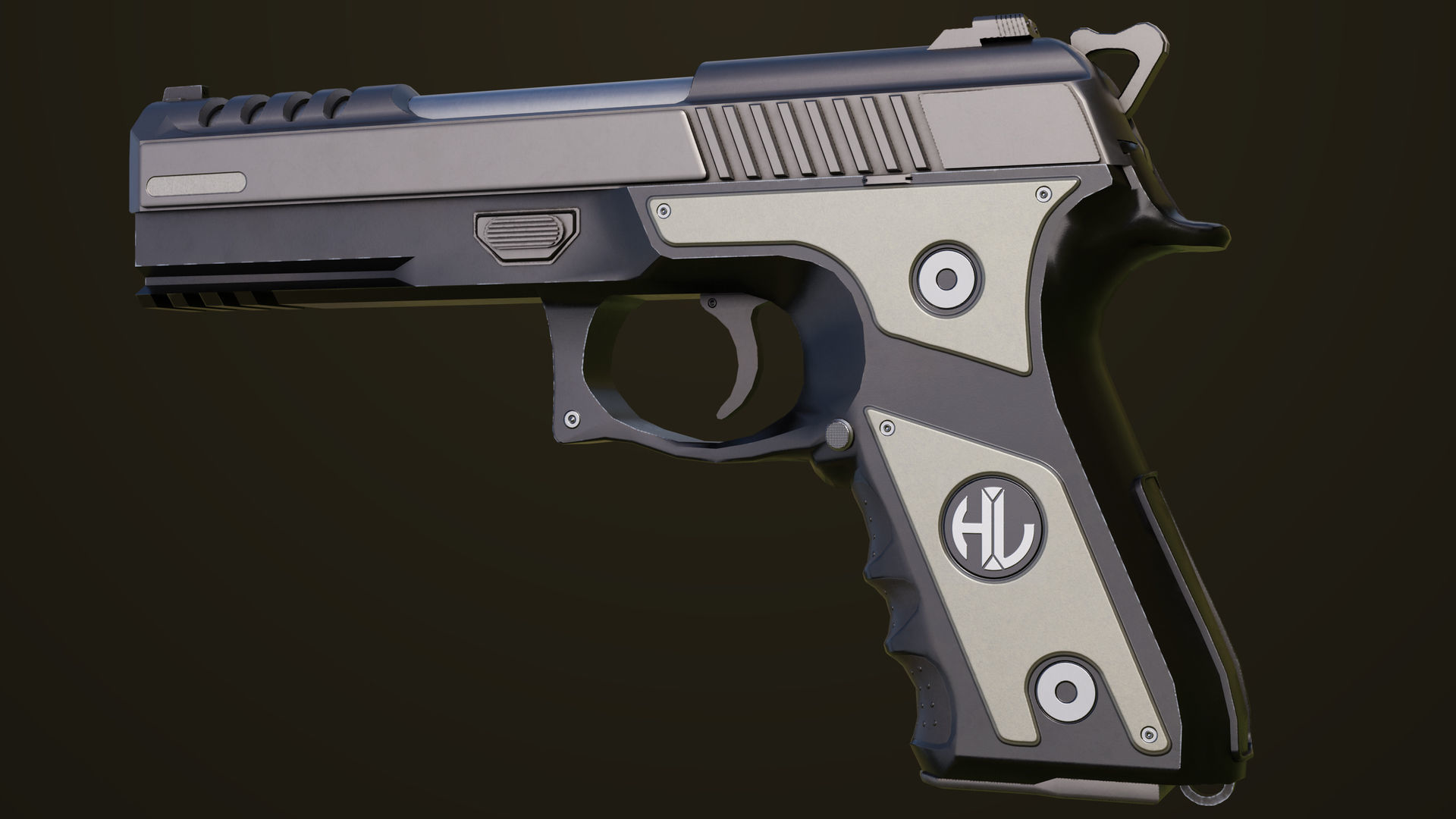 Pistol 02 Generic All PBR Unity UE Textures Included Low-poly 3D model_2