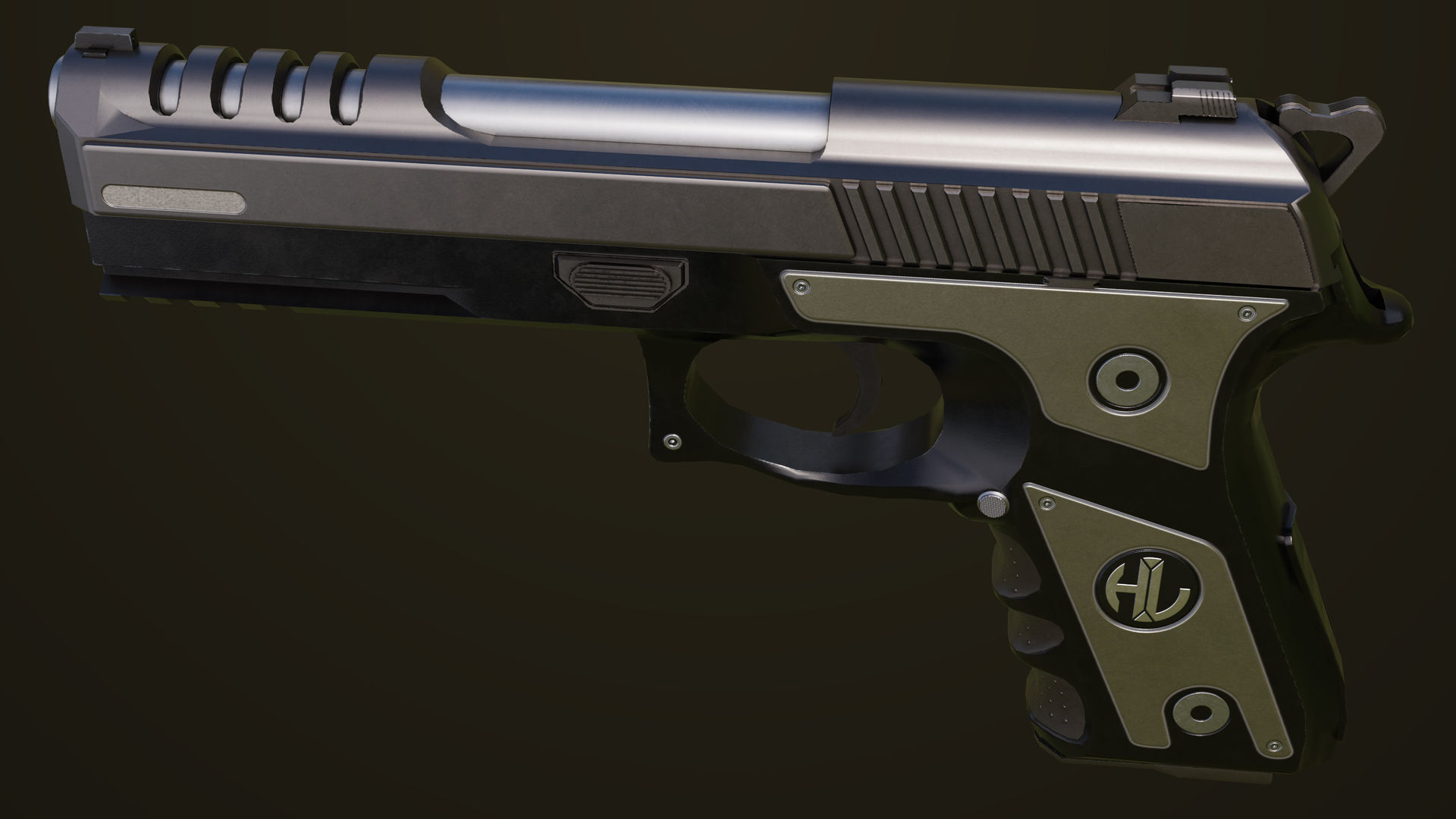 Pistol 02 Generic All PBR Unity UE Textures Included Low-poly 3D model_23
