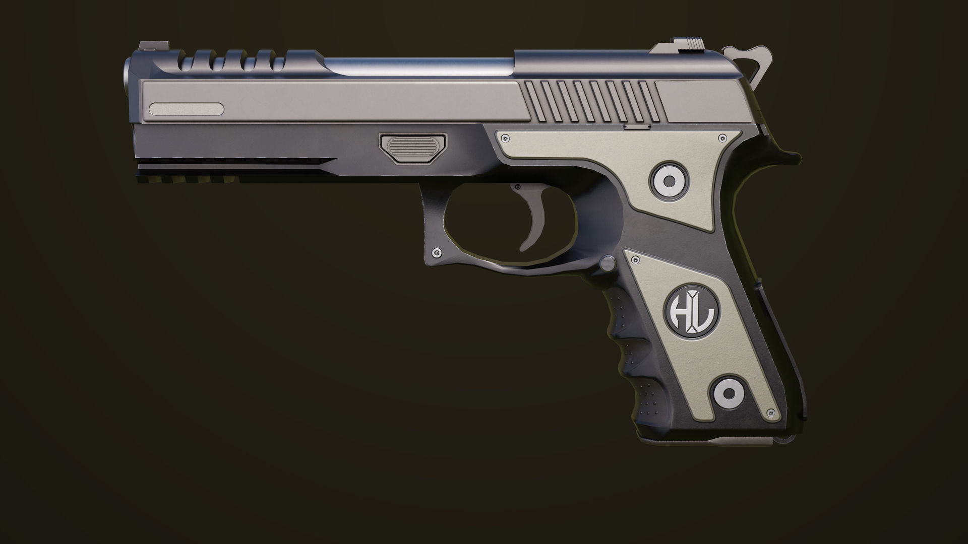 Pistol 02 Generic All PBR Unity UE Textures Included Low-poly 3D model_1