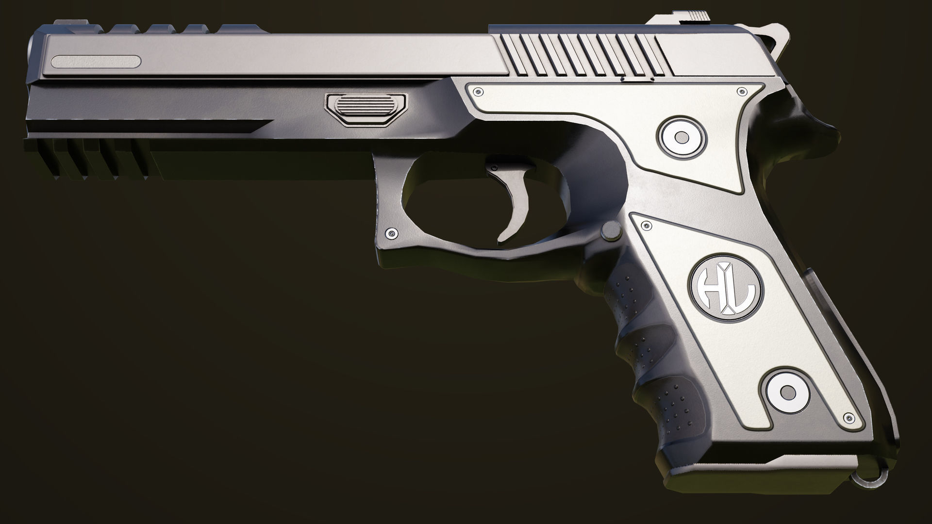 Pistol 02 Generic All PBR Unity UE Textures Included Low-poly 3D model_15