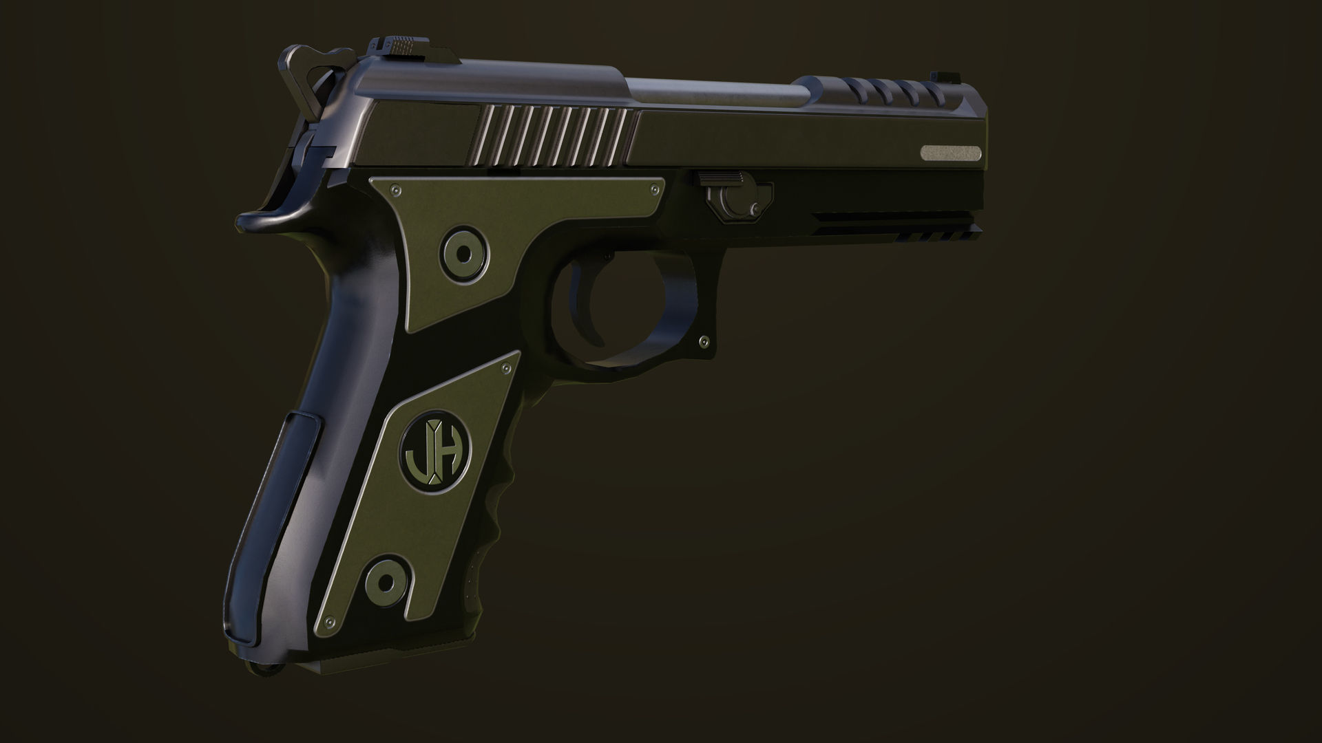 Pistol 02 Generic All PBR Unity UE Textures Included Low-poly 3D model_10