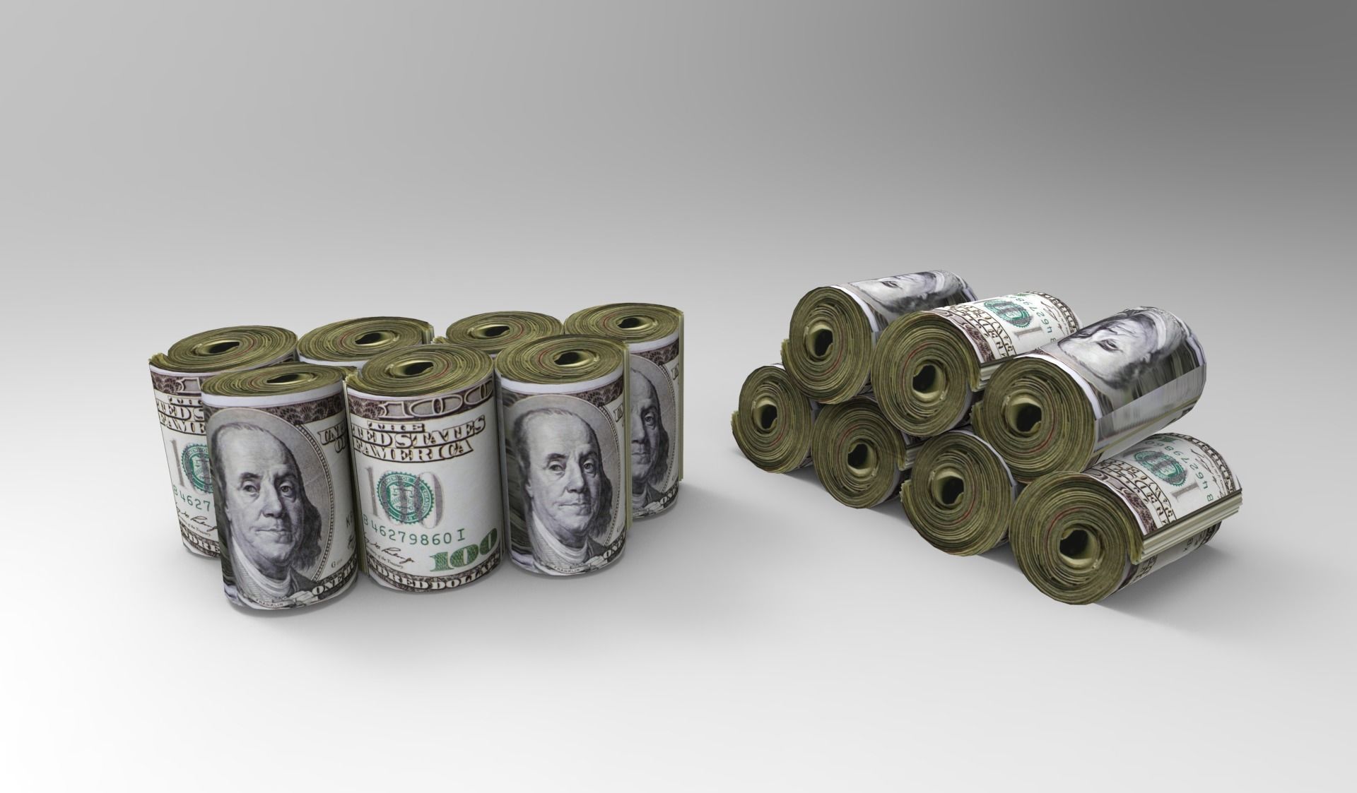 Rolled dollar 3D model_1