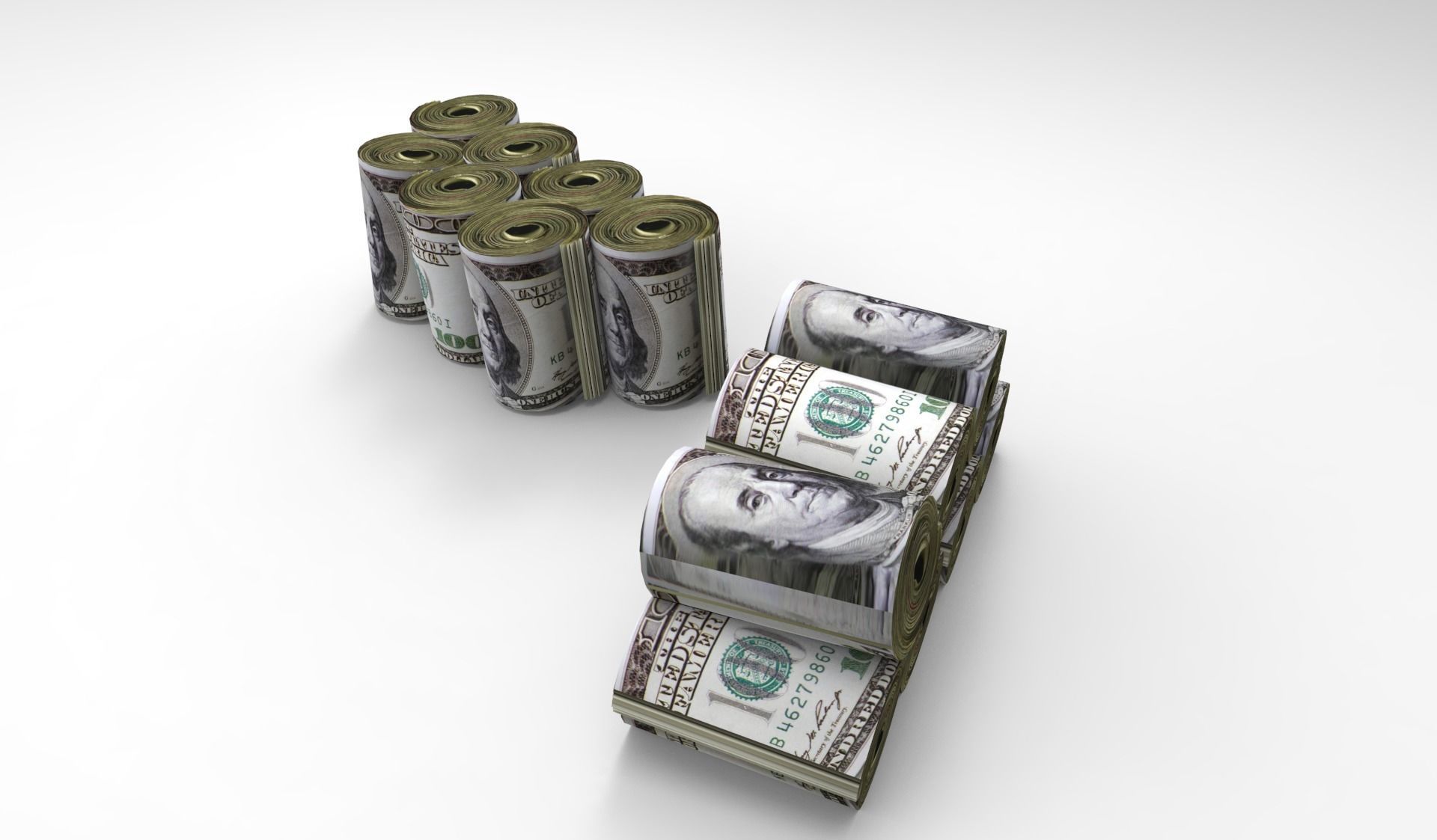 Rolled dollar 3D model_2