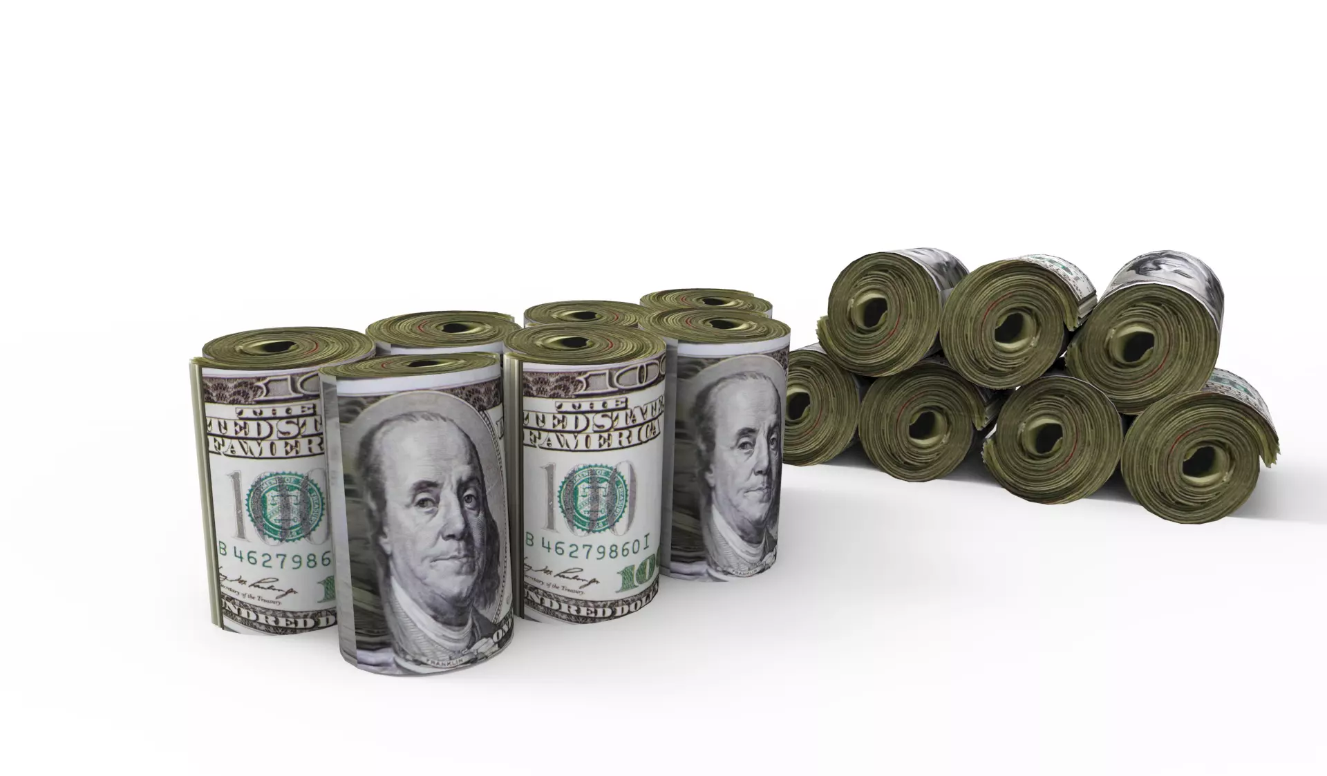 Rolled dollar 3D model_0