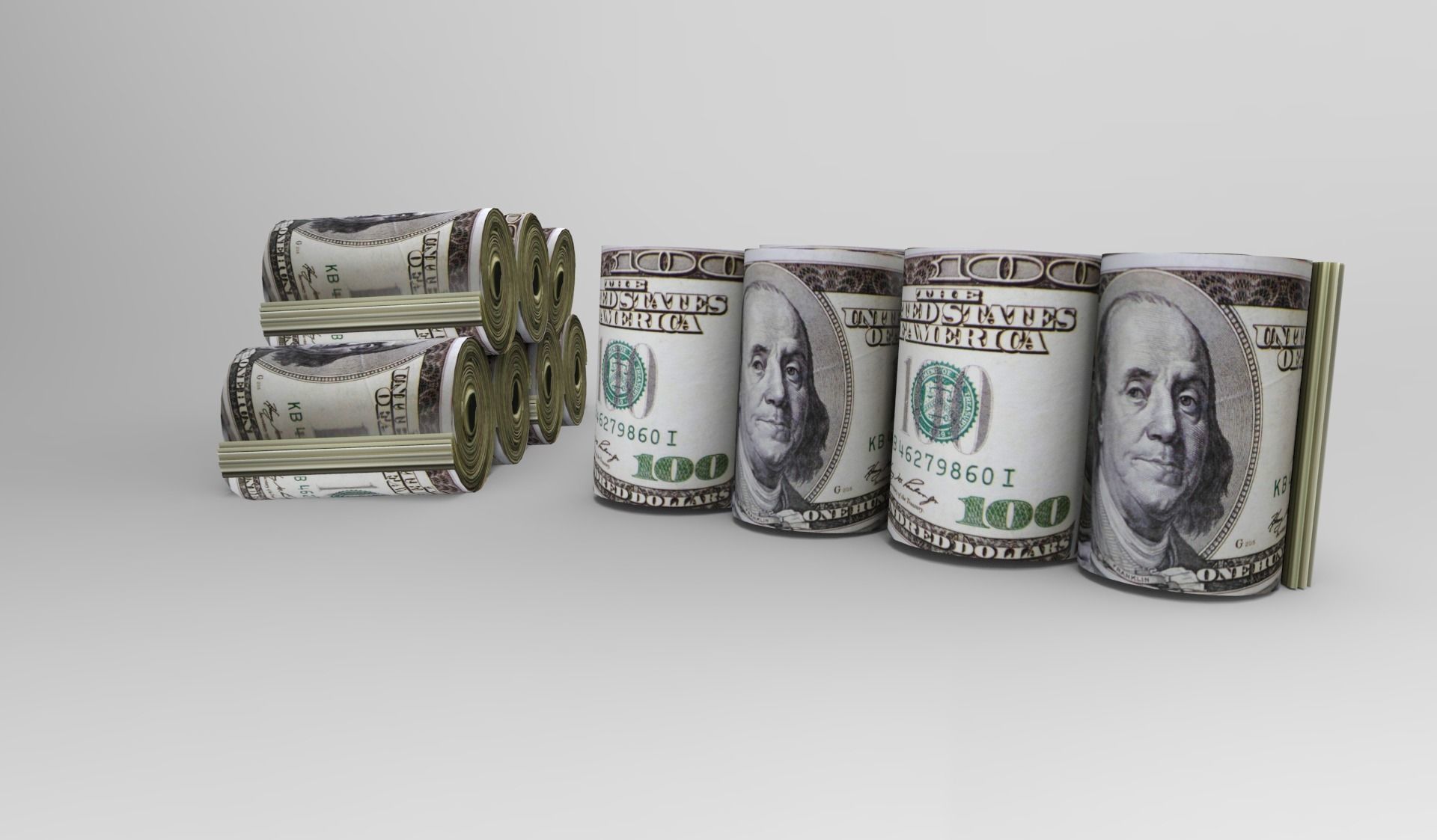Rolled dollar 3D model_4