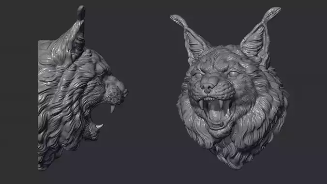 Lynx head angry  3D print model